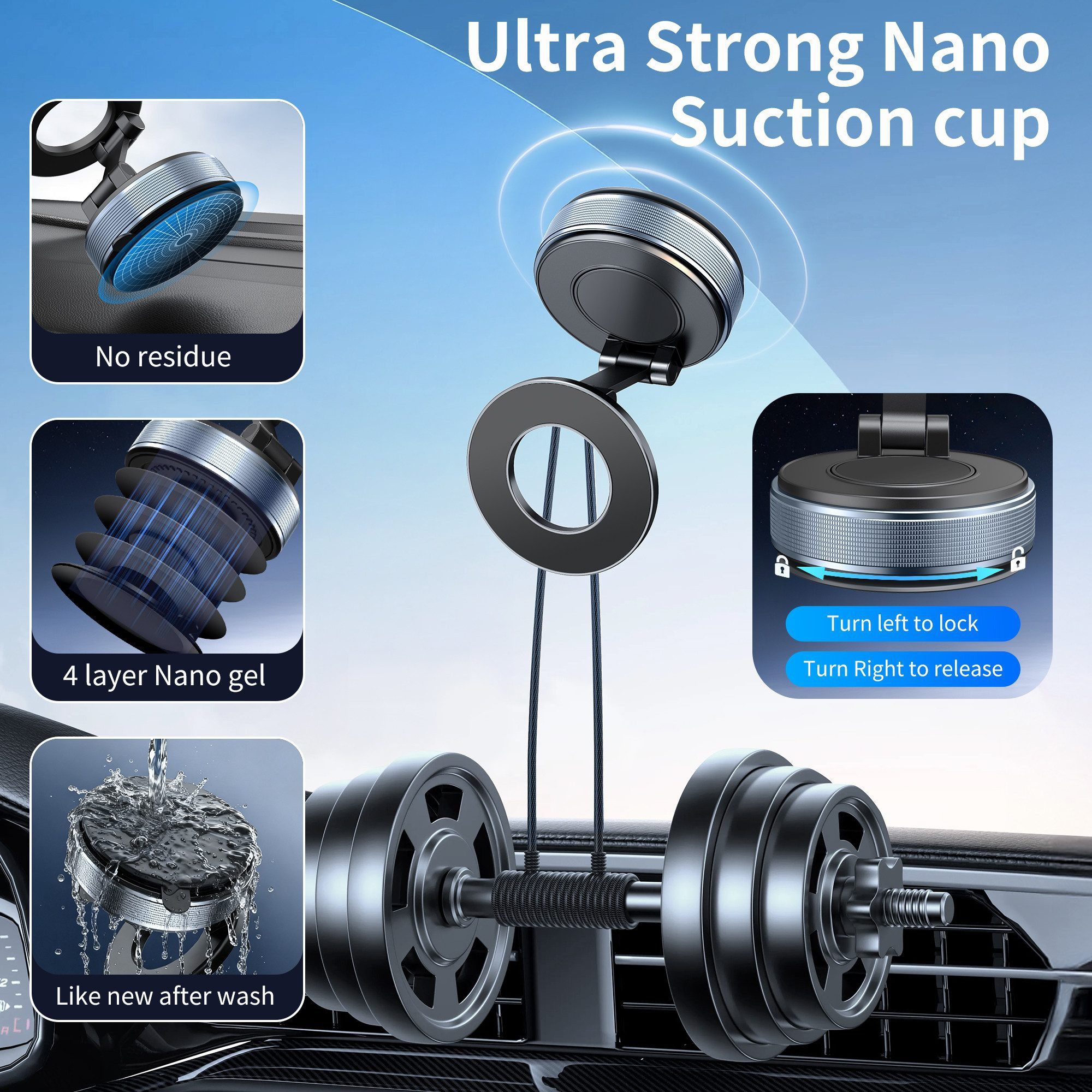 ibettertec Smartphone-Halterung Autotelefonhalterung Handyhalterung Auto, (360° verstellbare magnetische Vakuum-Handyhalterung, kompatibel mit iPhone 17 Pro Max, 16, 15, 14, 13 und 12)
