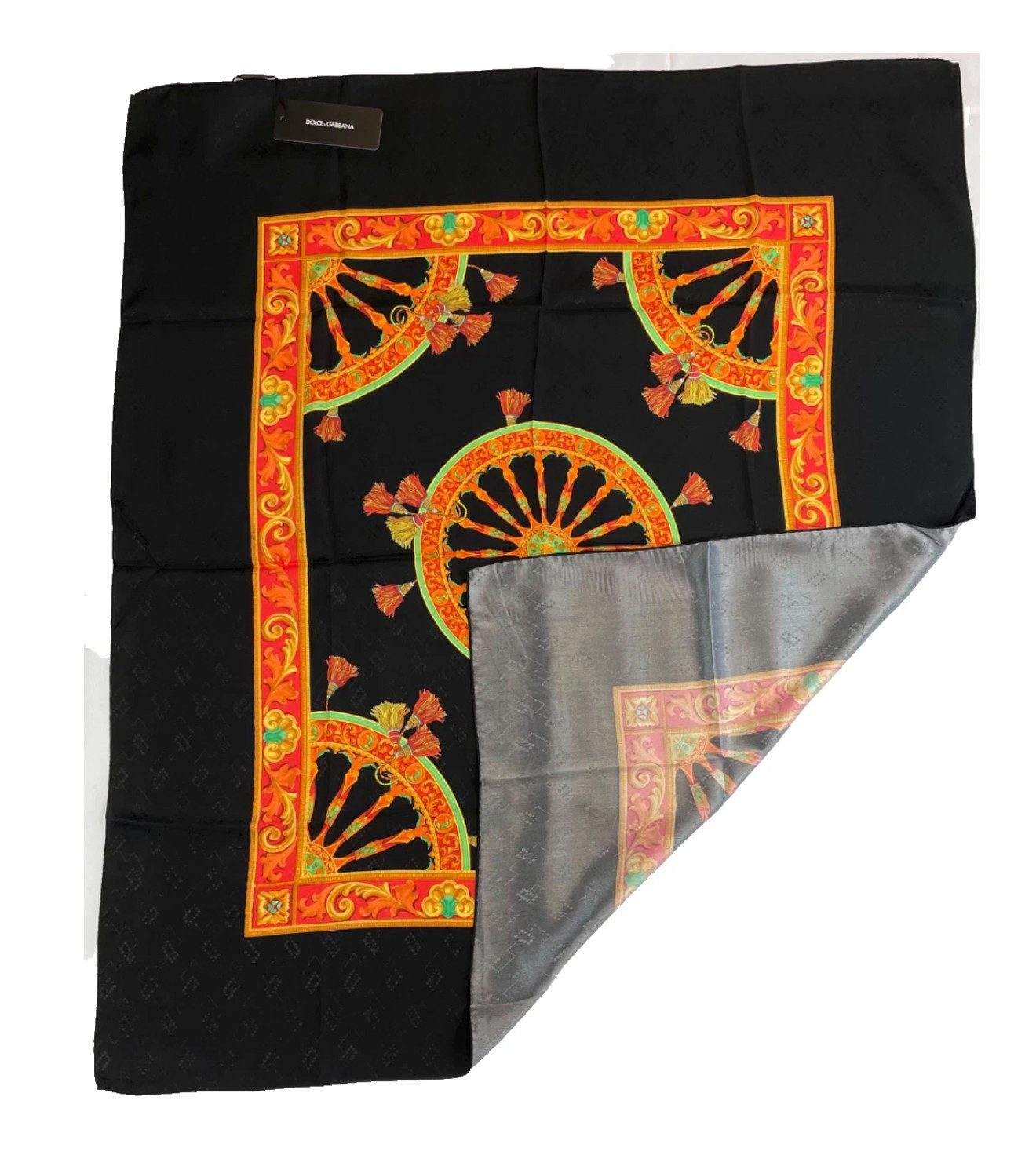DOLCE & GABBANA Strickschal Tuch Seidenschal Foulard 90 x 90, Sammlerstück mit Vintage-Flair & Dolce-Vibes
