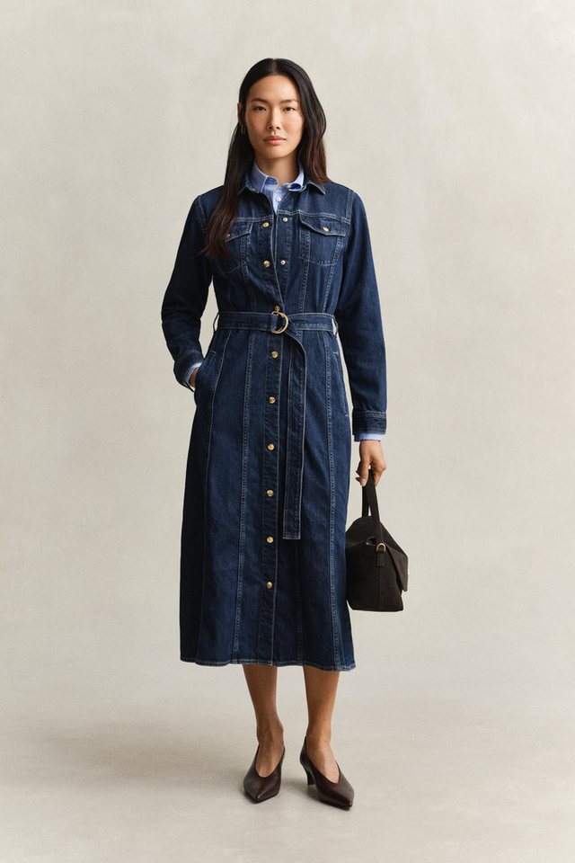 Gant Jeanskleid BELTED DENIM MIDI mit verstellbaren Gürtel
