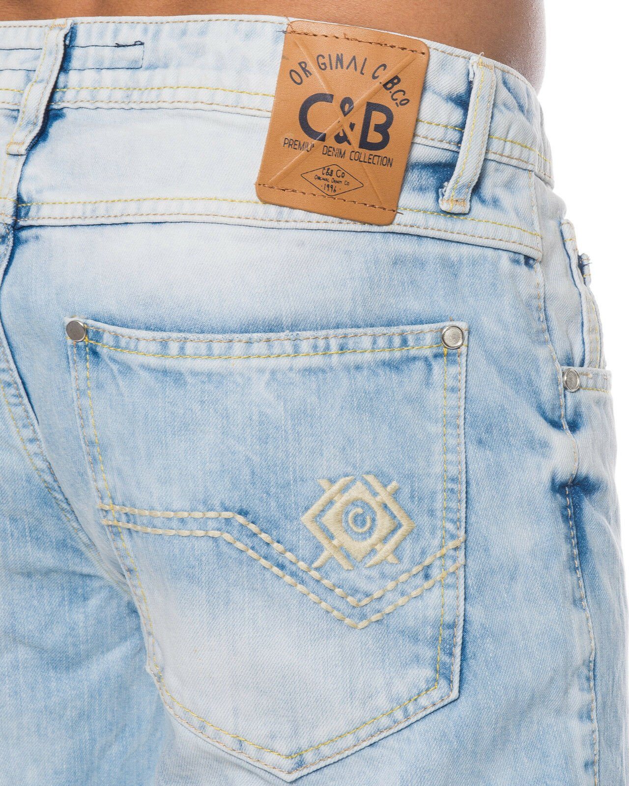 Cipo & Baxx Regular-fit-Jeans Herren Jeans Hose mit dezenten Nähten im schlichten Look Jeans mit dezenten Nähten – Bild 4 von 5