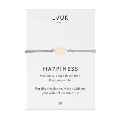 LUUK LIFESTYLE Freundschaftsarmband Dreieck, handmade, mit Happiness Spruchkarte