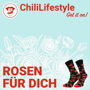 Chili Lifestyle Strümpfe Motivsocken - Lustige Socken - Roses !