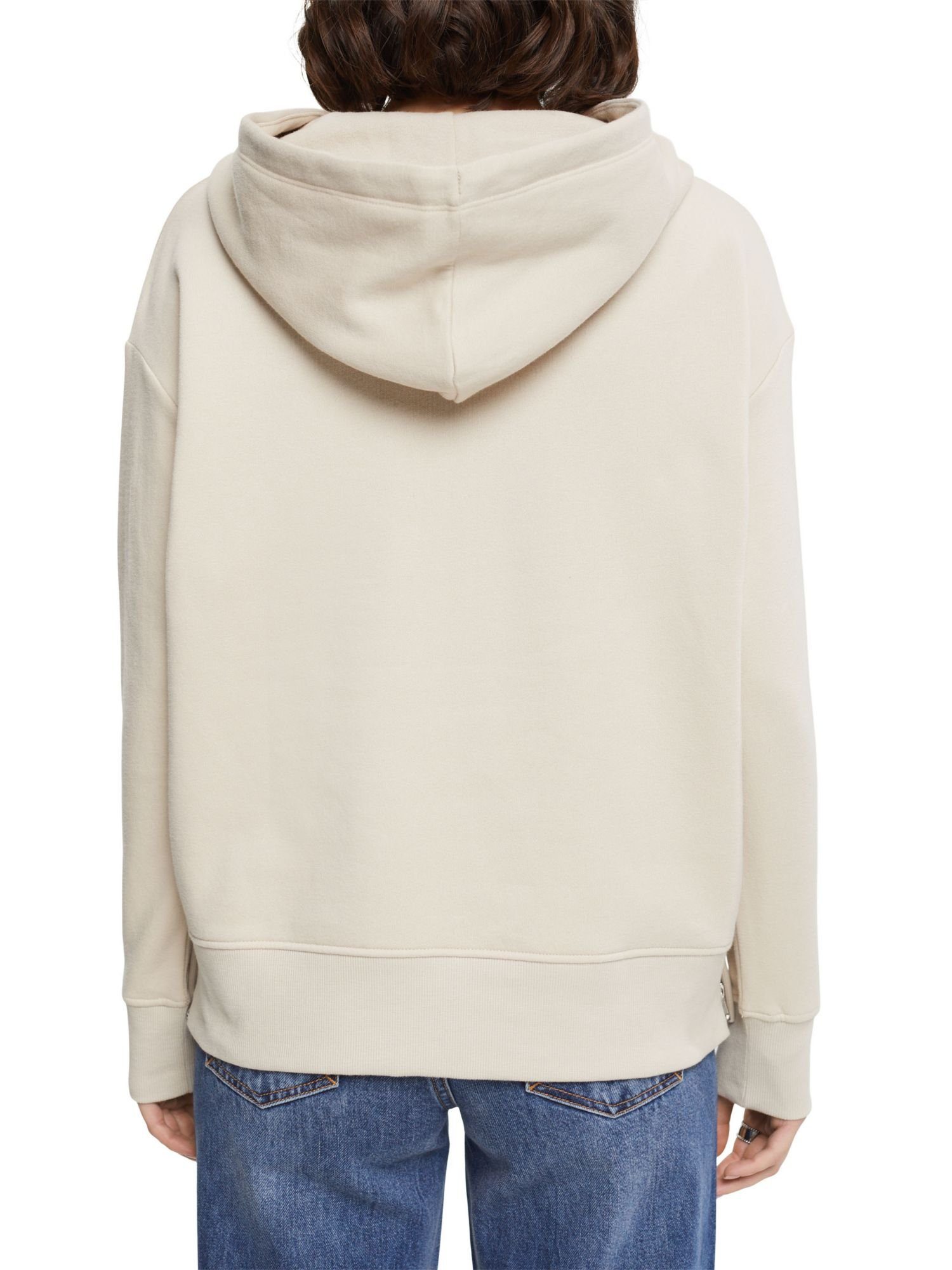 Esprit Sweatshirt mit (1-tlg) Hoodie seitlichen TAUPE Reißverschlüssen LIGHT