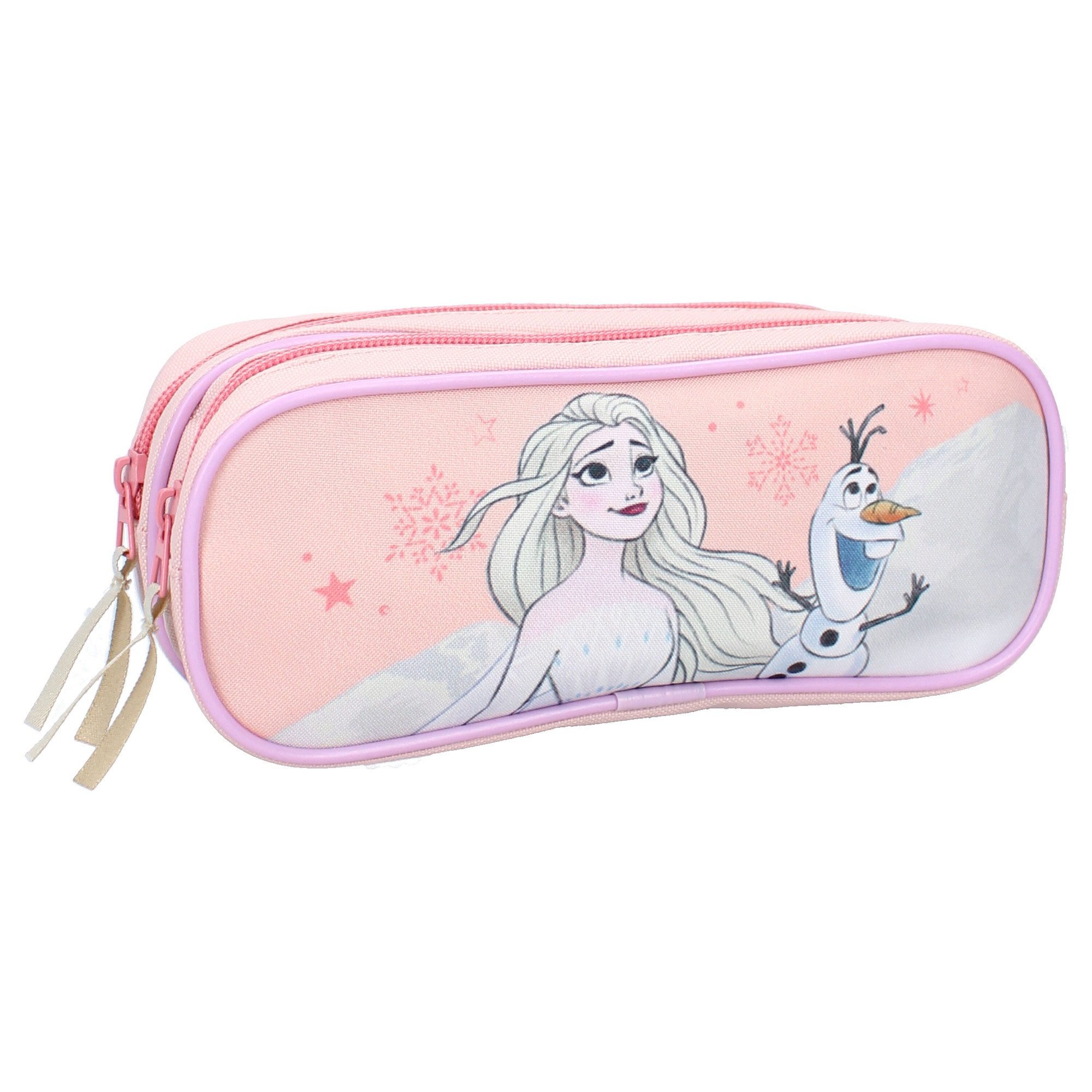 Disney Frozen Federmäppchen Stiftemäppchen – Rosa Schlampermäppchen mit zwei Fächern