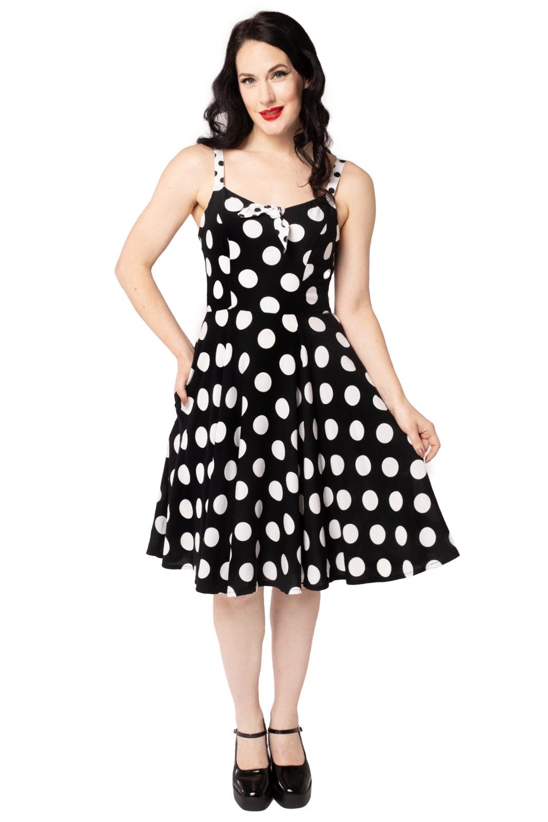 Hell Bunny Trägerkleid Dolores Träger Polka Dot Vintage Rockabilly Retro günstig online kaufen