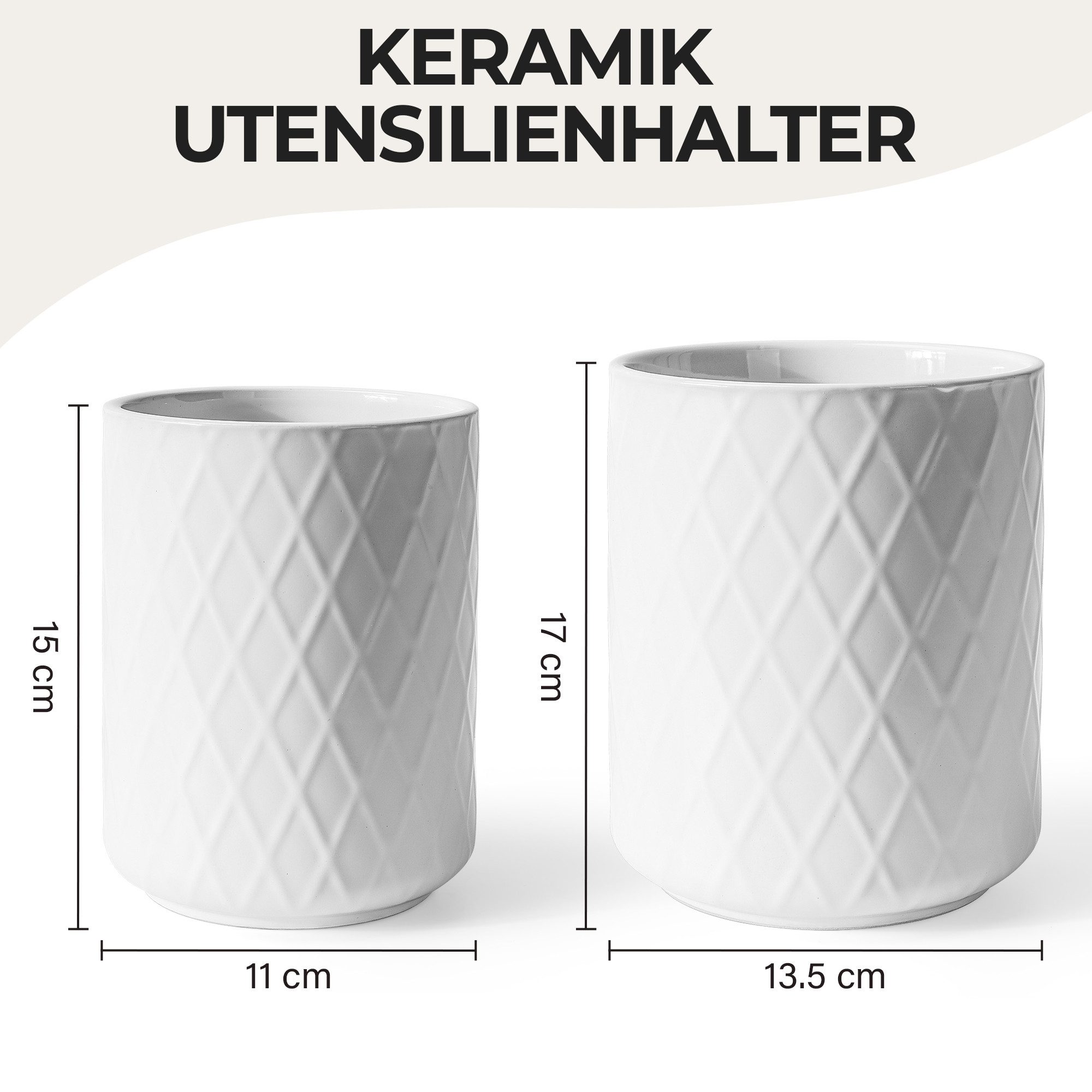 MiaMio Besteckhalter Palmanova Diamantmuster Weiß, (Set, 2-tlg., 2er-Set), Diamantmuster, 2er-Set