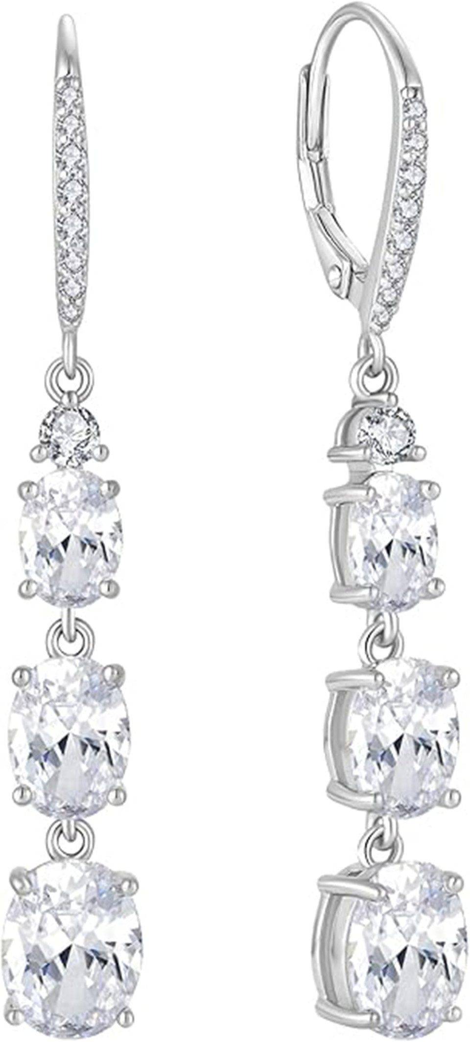 Jumpeak Paar Ohrstecker Dreifach-Steinohrringe,Diamantohrstecker,14K Gold,Verlobungsohrringe, Ohrringe Hängend,Ohrringe Mädchen,Damen Geschenk,Geburtstagsgeschenk