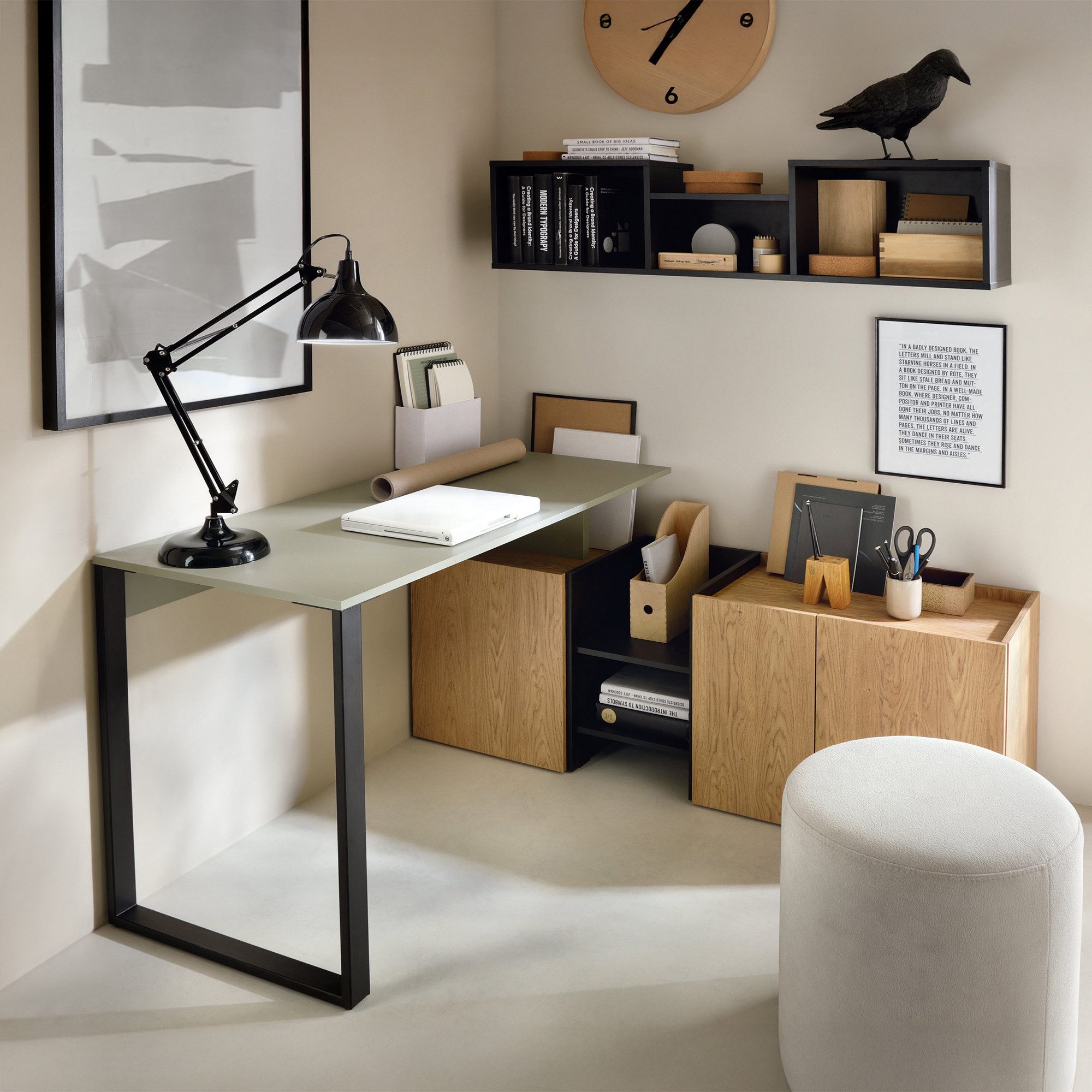 Lomadox Kommode SCHAKI-133, in Grün/Eiche/Schwarz, verstellbar mit integriertem Sideboard