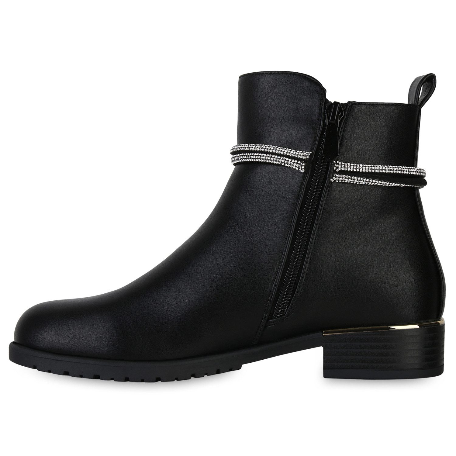 VAN HILL 840507 Stiefelette Damen Stiefeletten Andrea mit edlem Strassbesatz und Profilsohle – Bild 3 von 4