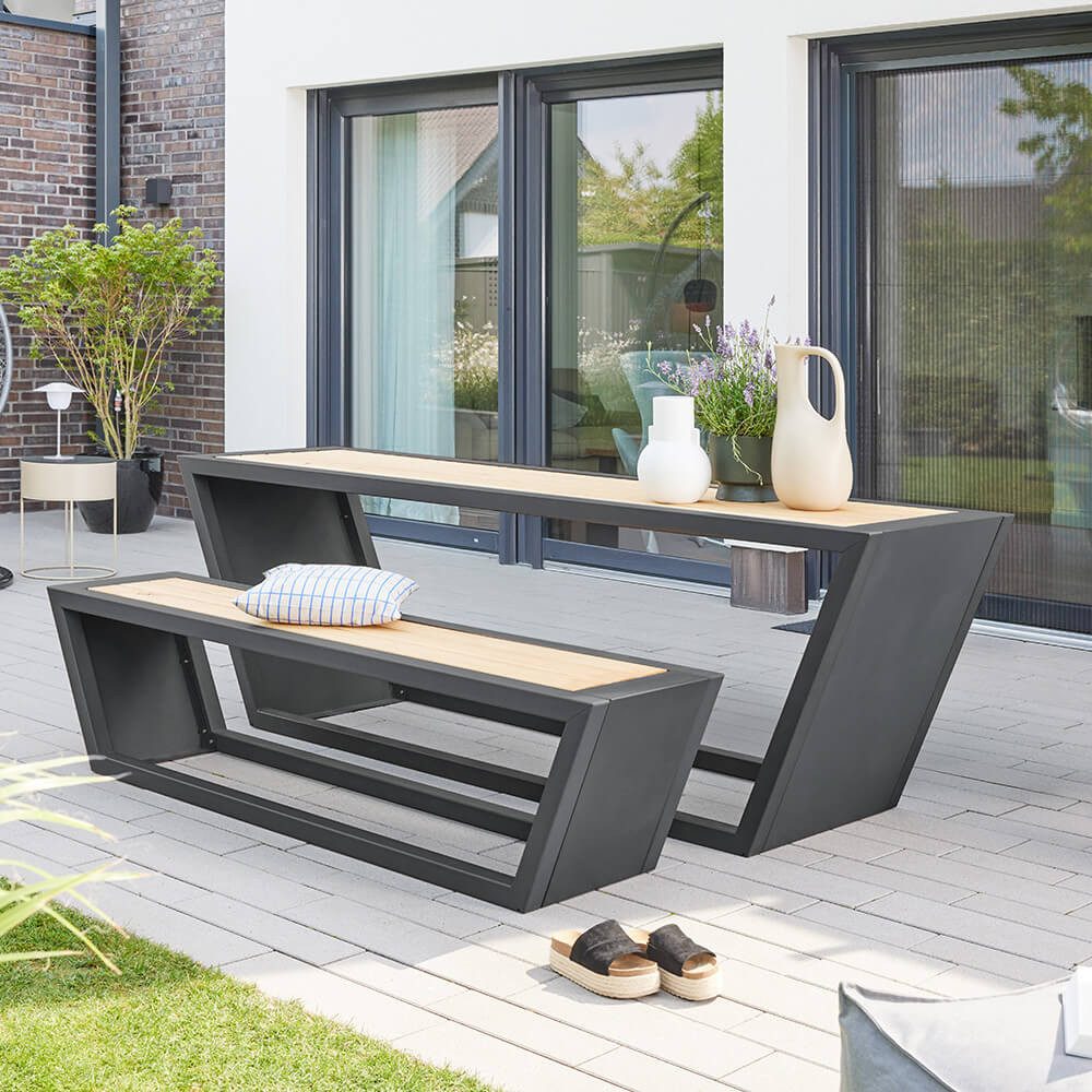 HOME DELUXE Garten-Essgruppe Sitzgarnitur aus Stahl KOBON - Made in Germany
