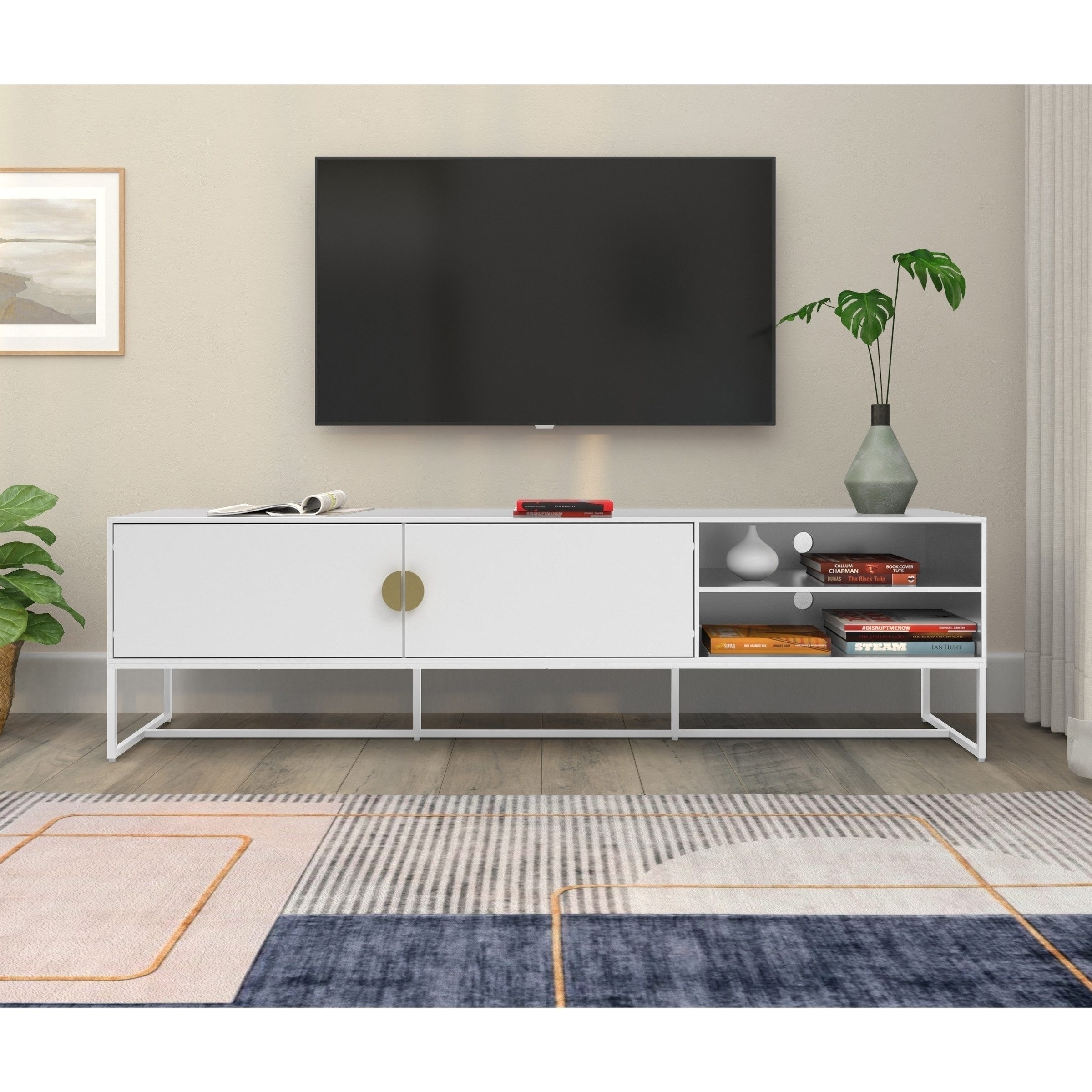 freiraum Lowboard Asia, 2 Türen, Fächer, in Weiß - 180x50x40cm (BxHxT)