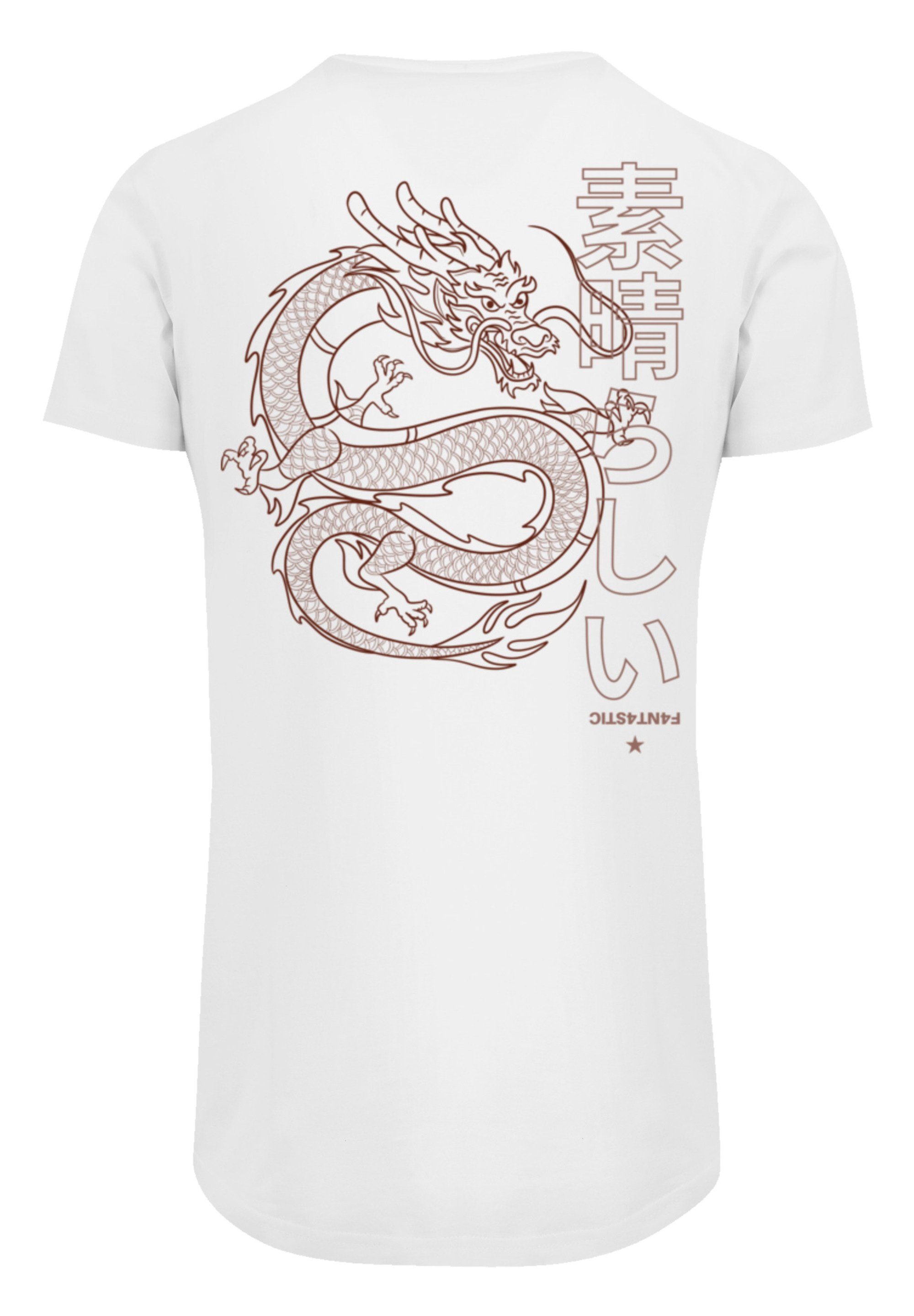 Print T-Shirt Drache Japan F4NT4STIC PLUS Dragon weiß SIZE