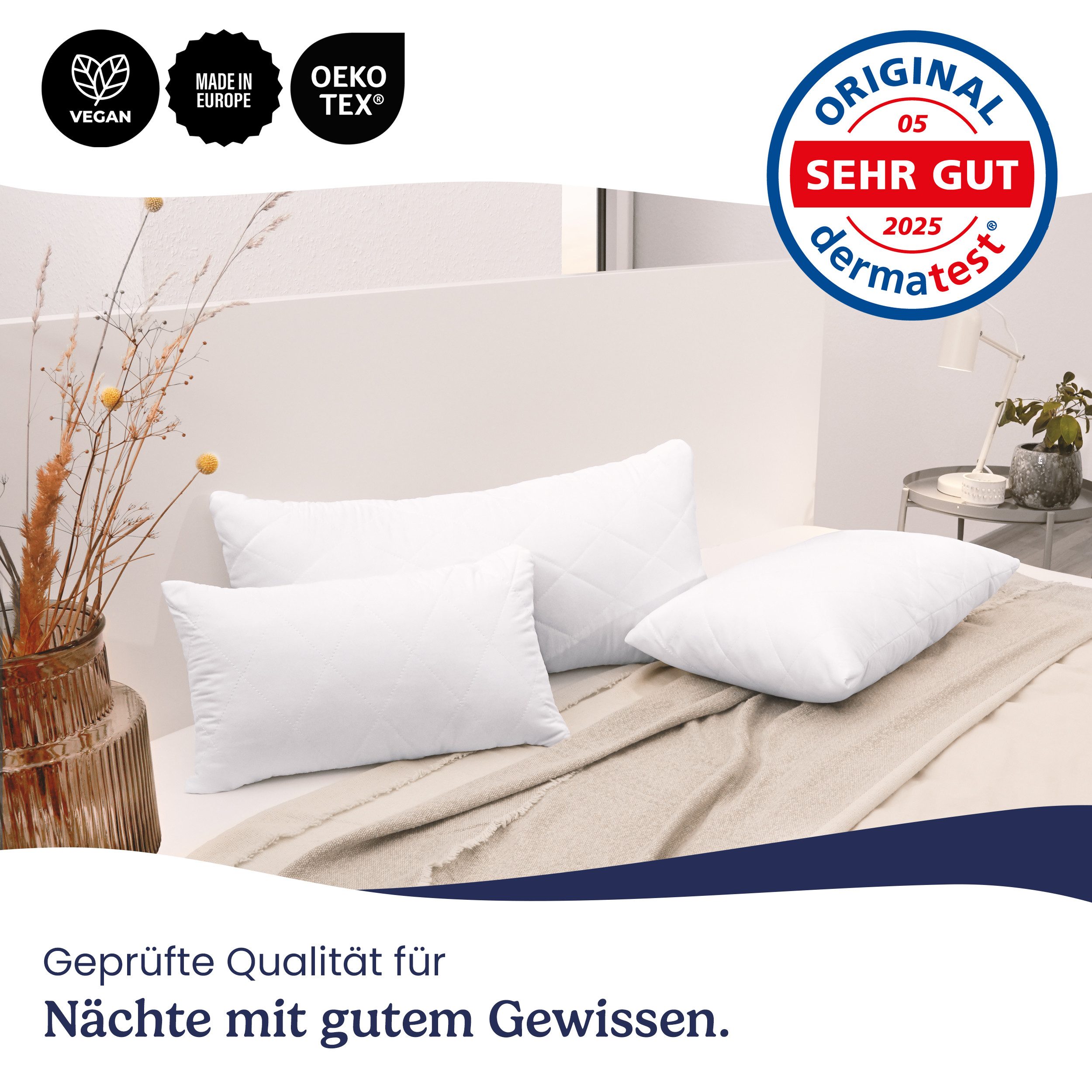 Gentle North Microfaserkissen 2er Set Kissen Komfort in vielen Größen, Füllung: 100% Polyester, Seitschläfer, Rückenschläfer, Seitenschläfer, Comfort, 2-tlg, Re – Bild 5 von 5