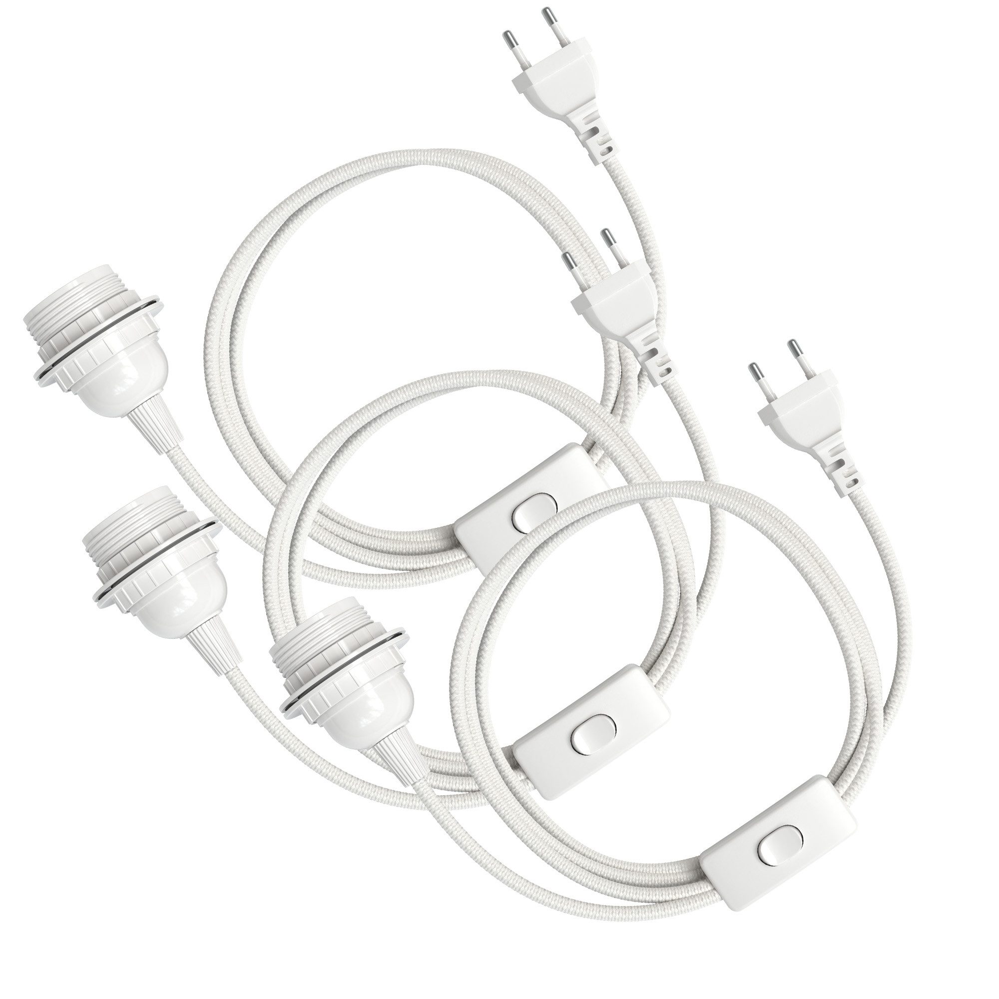 EAZY CASE Lampenfassung 3x E27 Lampensockel 5m Kabel & Schalter DIY Lampen, (3-St), E27 Sockel Schraubring für Lampenschirme Deko Lampe zum Aufhängen Weiß
