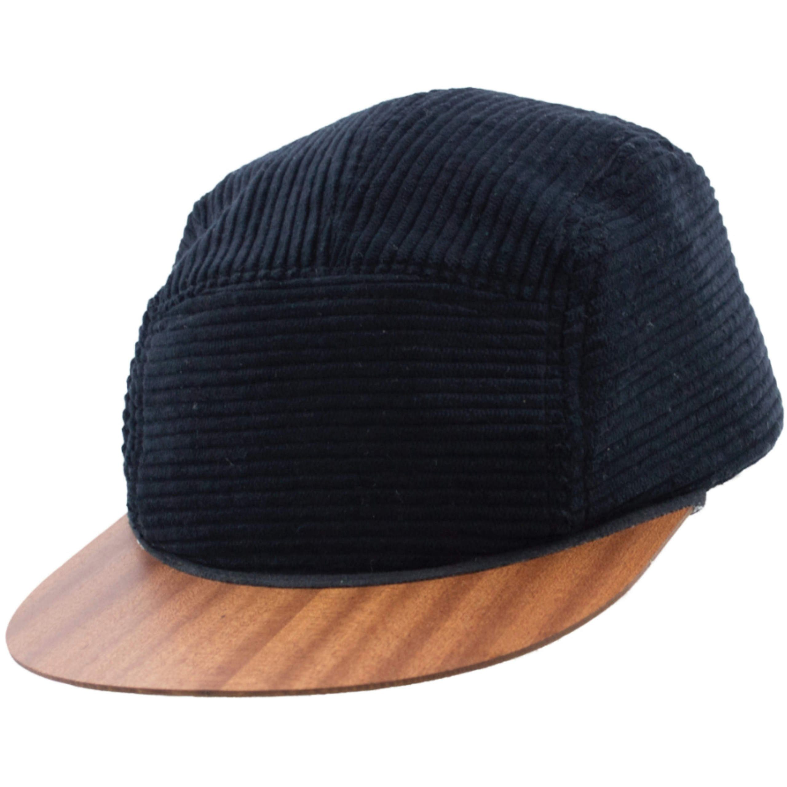 Lou-i Snapback Cap Cord Cap mit Holzschild Made in Germany Holzschild Schwarz