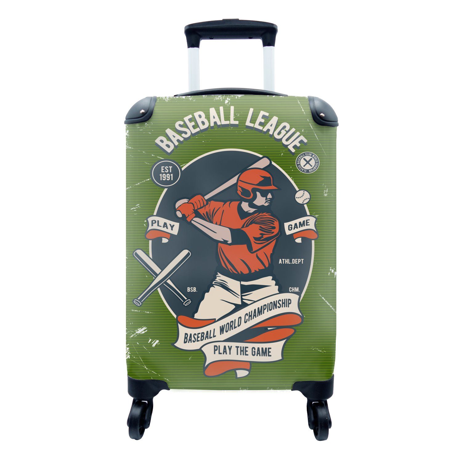 Trolley, Vintage, Ferien, Reisekoffer Baseball - - mit Handgepäck 4 Reisetasche Schläger Handgepäckkoffer für Rollen, MuchoWow rollen,