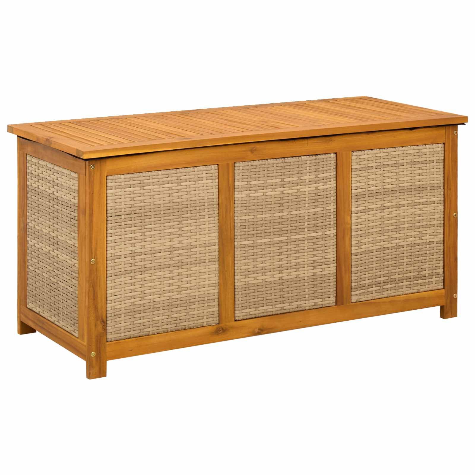 vidaXL Gartenbox Gartenlagerbox 185 L Massivholz 113 x 50 x 56 cm Beige (1 St)
