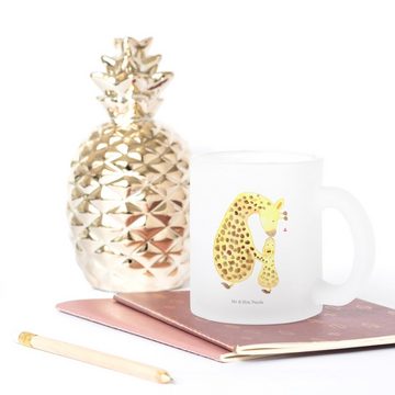 Mr. & Mrs. Panda Teeglas Giraffe Kind - Transparent - Geschenk, Teebecher, Mutter, Afrika, Tee, Premium Glas, Satinierte Oberfläche