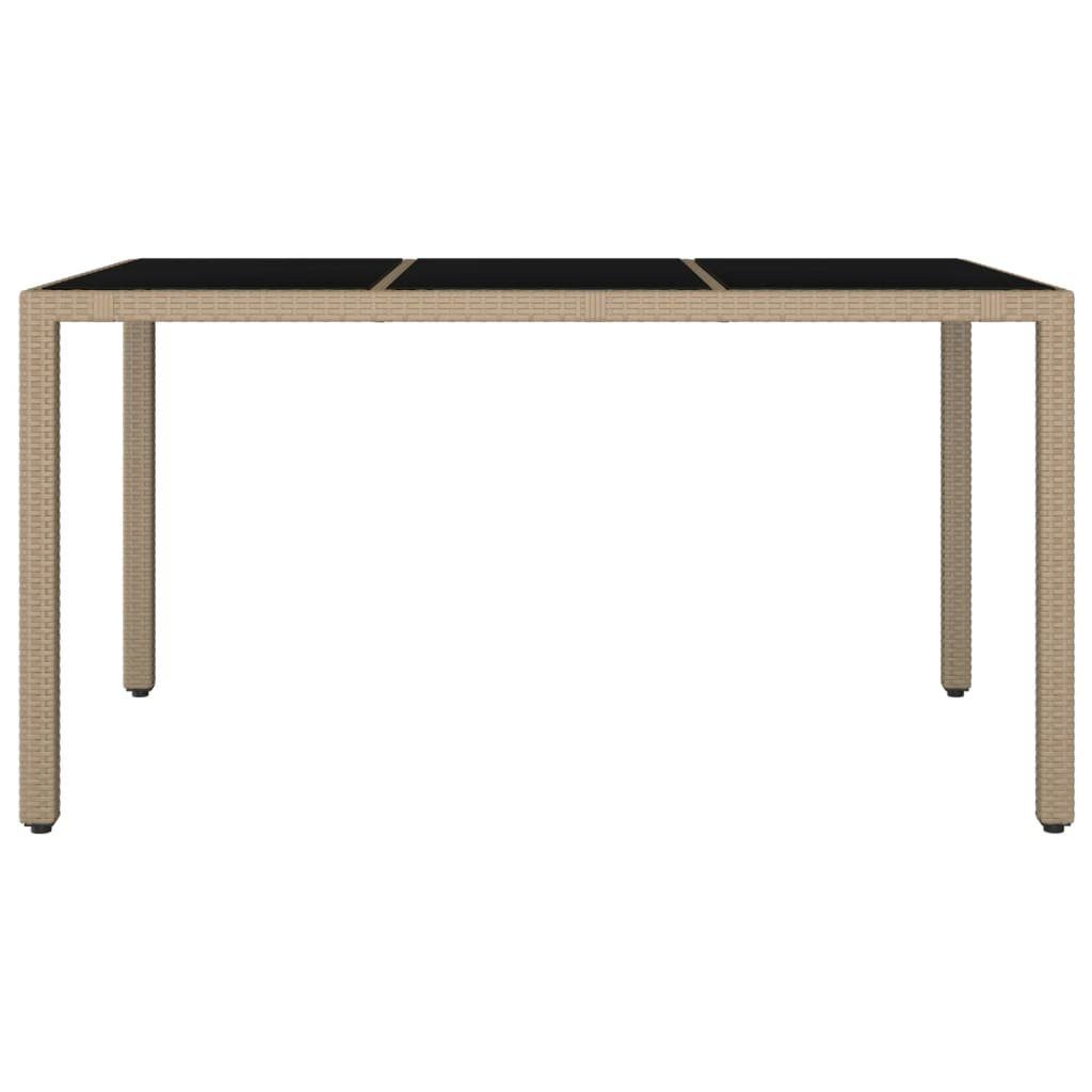 vidaXL Gartentisch Gartentisch mit Glasplatte Beige Poly Rattan & Hartglas (1-St)