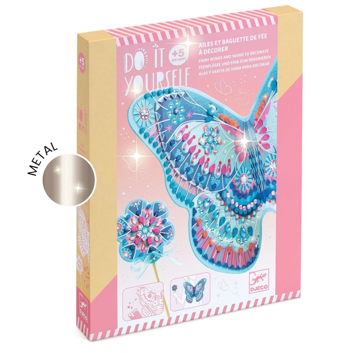 DJECO Kreativset DIY: Feenflügel & Zauberstab Bastelset für Kinder