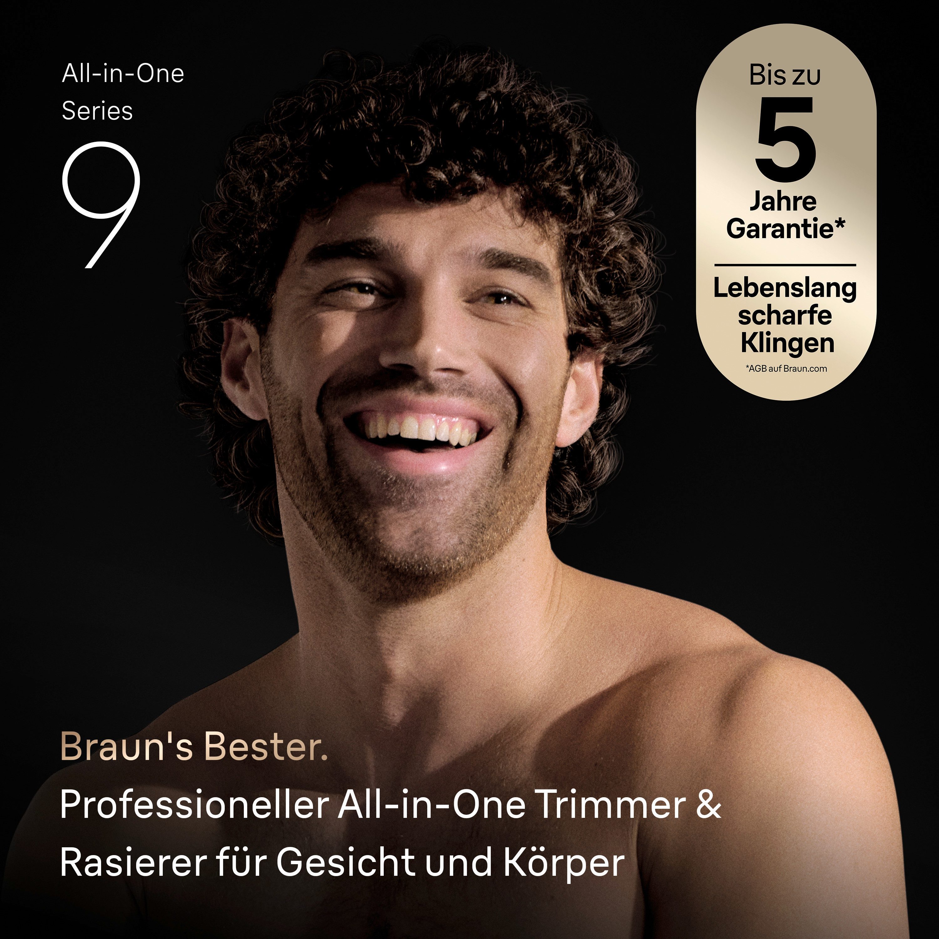 Braun Haarschneider Series 9 AIO9540, 20-in-1, BodyGentle Modus, 120 Min Akku, Gillette Labs Rasierer, Grau