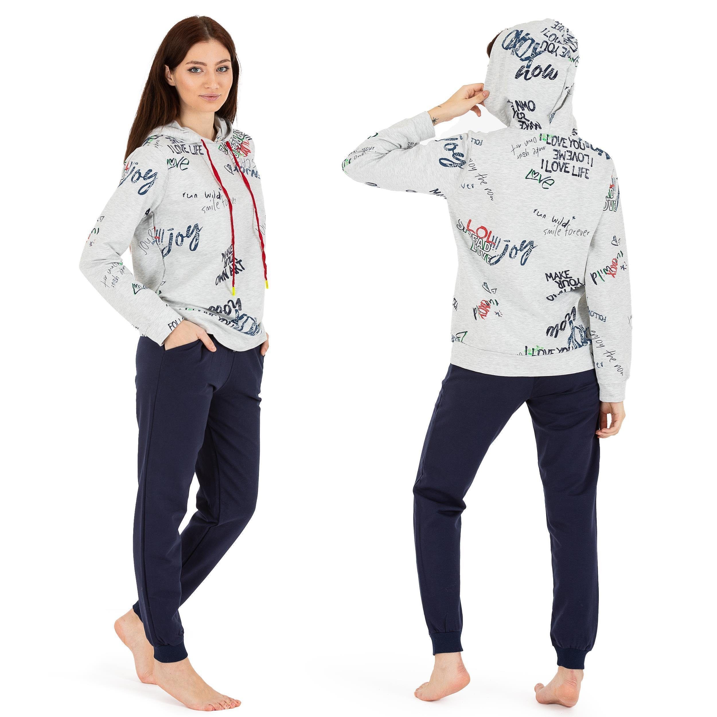 LOREZA Hausanzug Trainingsanzug - Thermo - Grau (Set, 2 tlg)