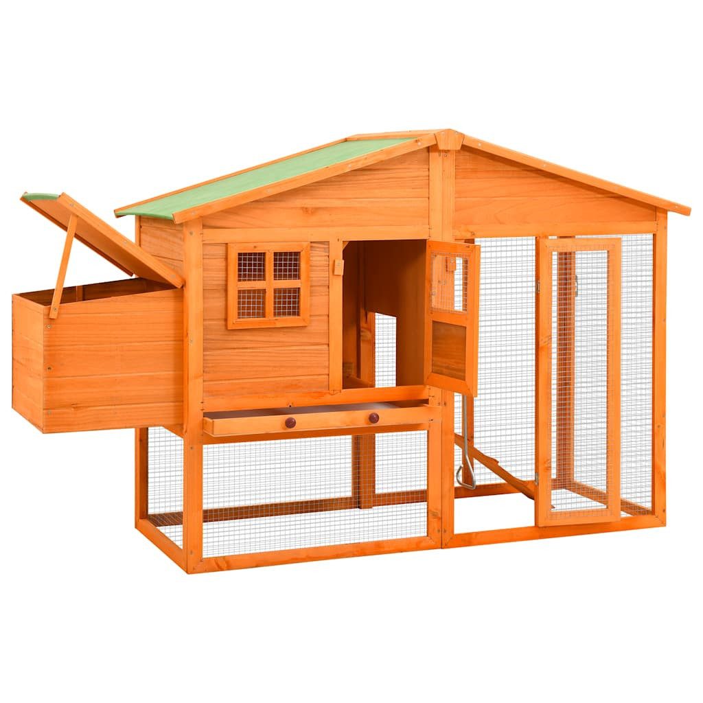 furnicato Hühnerstall aus massivem Tannenholz mit verzinktem Stahl 191x67x117, Wetterfestes Geflügelhaus mit Nistkasten und ausziehbarer Ablage
