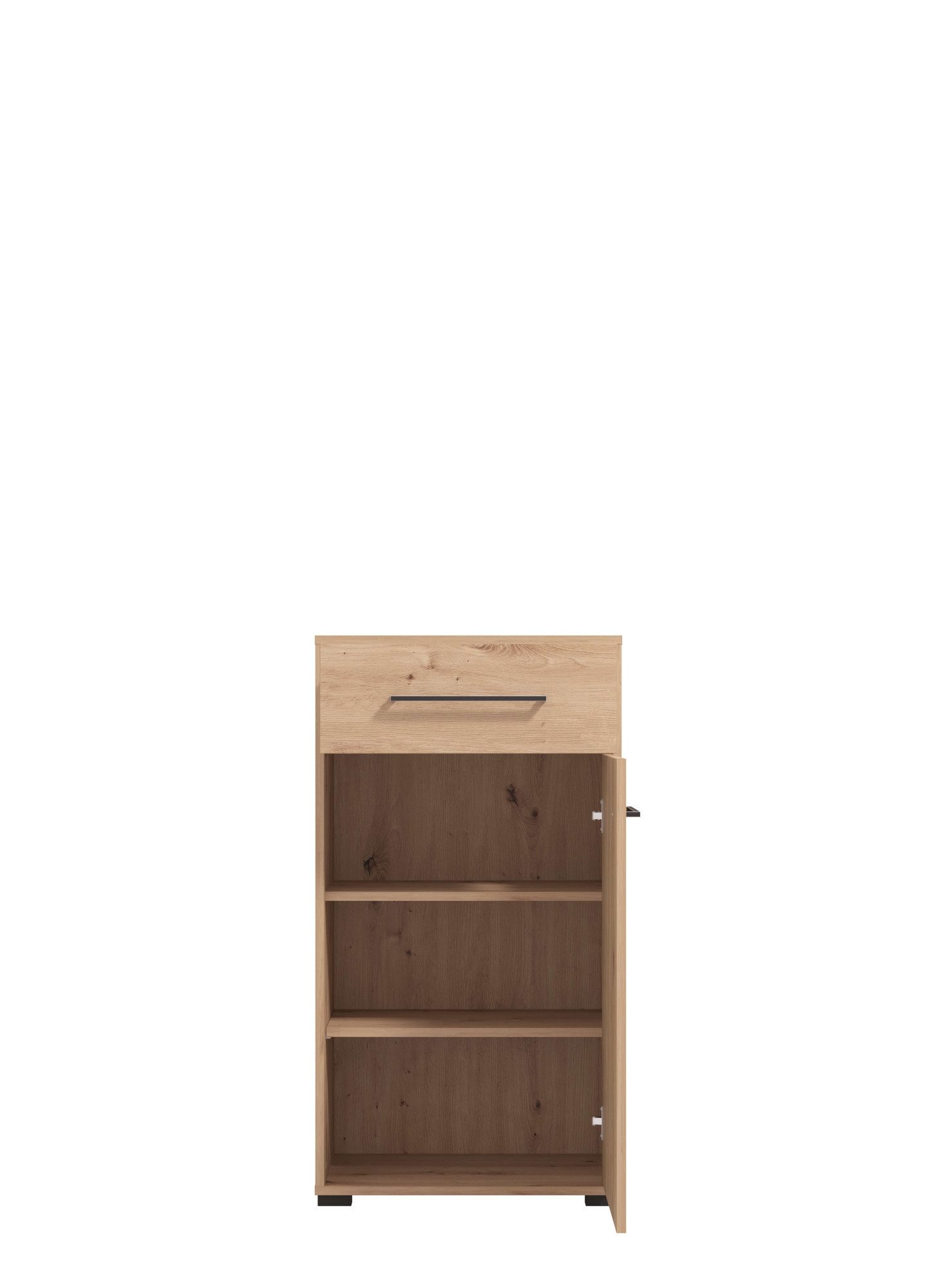 Home affaire Schuhschrank Landes, Schuhkommode, Schuhregal, 1 Schublade & 1 Tür, Höhe 102 cm Artisan Eiche, Front mit schwarzen Streifen, mit 1 Tür, 1 Schublade – Bild 5 von 5