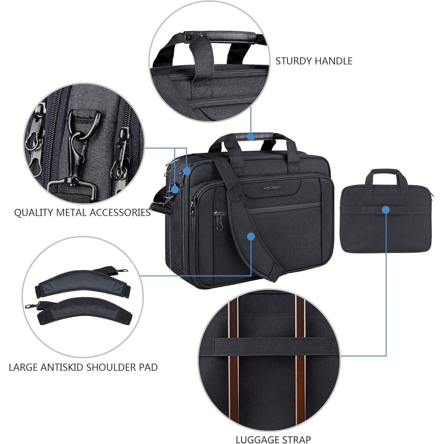 LuxusKollektion Laptoptasche Laptop Aktentasche 17,3 Zoll erweiterbar wasserabweisend – Bild 5 von 5