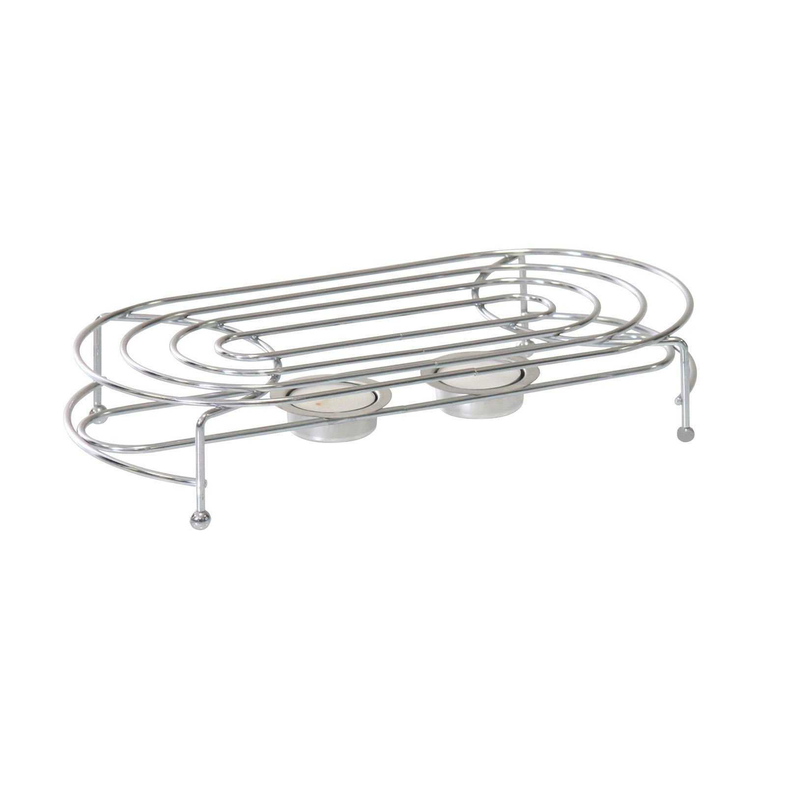 HAC24 Stövchen Tee Kaffee Warmhalteplatte Teewärmer Speisenwärmer, (1-tlg), Verchromt 2-Flammig Inkl. Teelichthalter