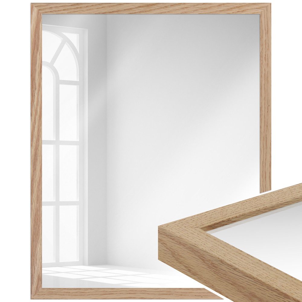 WANDStyle Wandspiegel H960, Großer Spiegel Eiche 43x53 cm, Wandspiegel groß, Ganzkörperspiegel