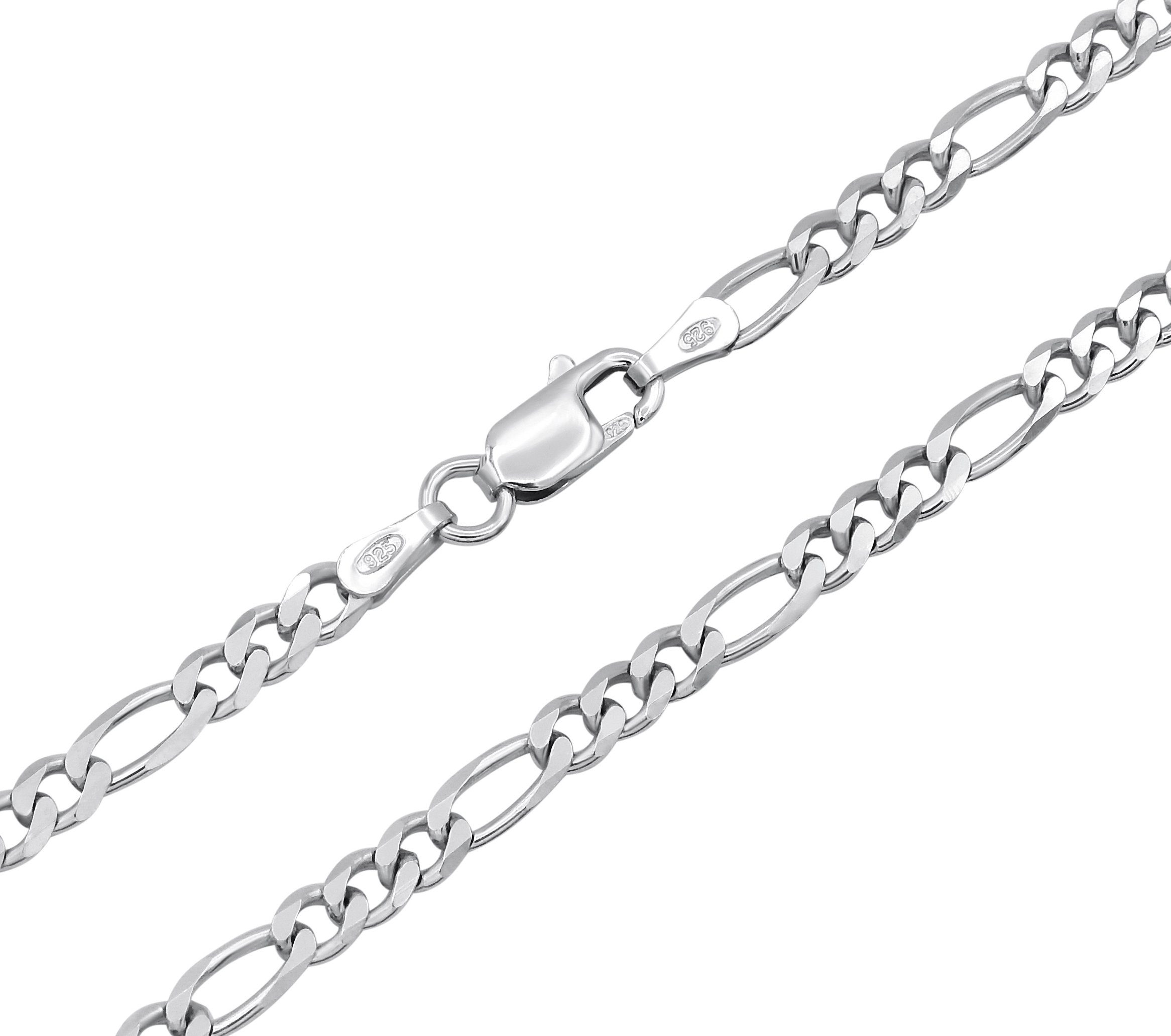 wählbar Sterling Figarokette Kauf-mich-weg Bella Silber 45 3,5mm breit, Länge by 60cm 925 T - rhodiniert Silberkette