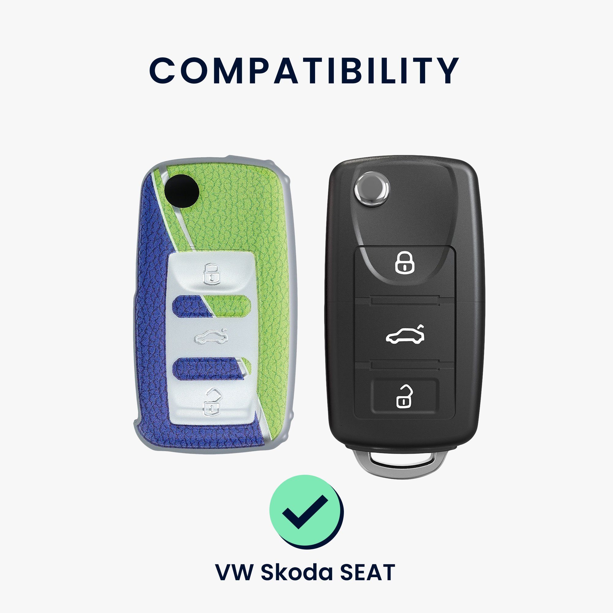 Schutzhülle VW Blau TPU Schlüsselhülle kwmobile Schlüsseltasche für Cover Autoschlüssel Skoda Seat, Hülle
