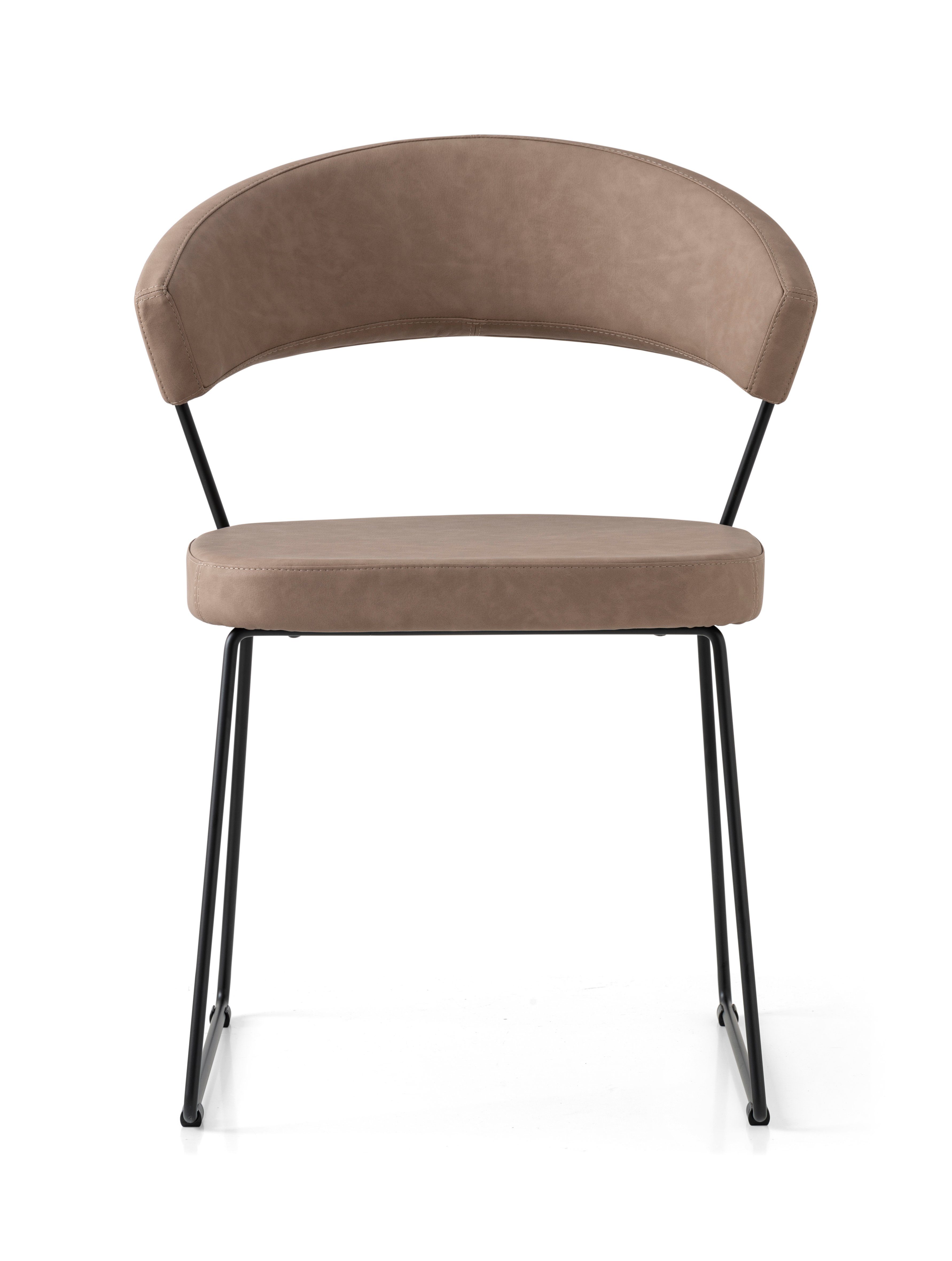 mit Sitz, Stuhl St), (Set, hohem Sitzkomfort 2 gepolstertem mit connubia CB1022-LH Italian Design ergonomischem York New