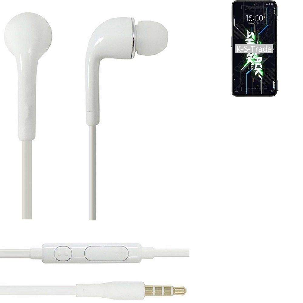 K-S-Trade für Xiaomi Black Shark 4S In-Ear-Kopfhörer (Kopfhörer Headset mit Mikrofon u Lautstärkeregler weiß 3,5mm)