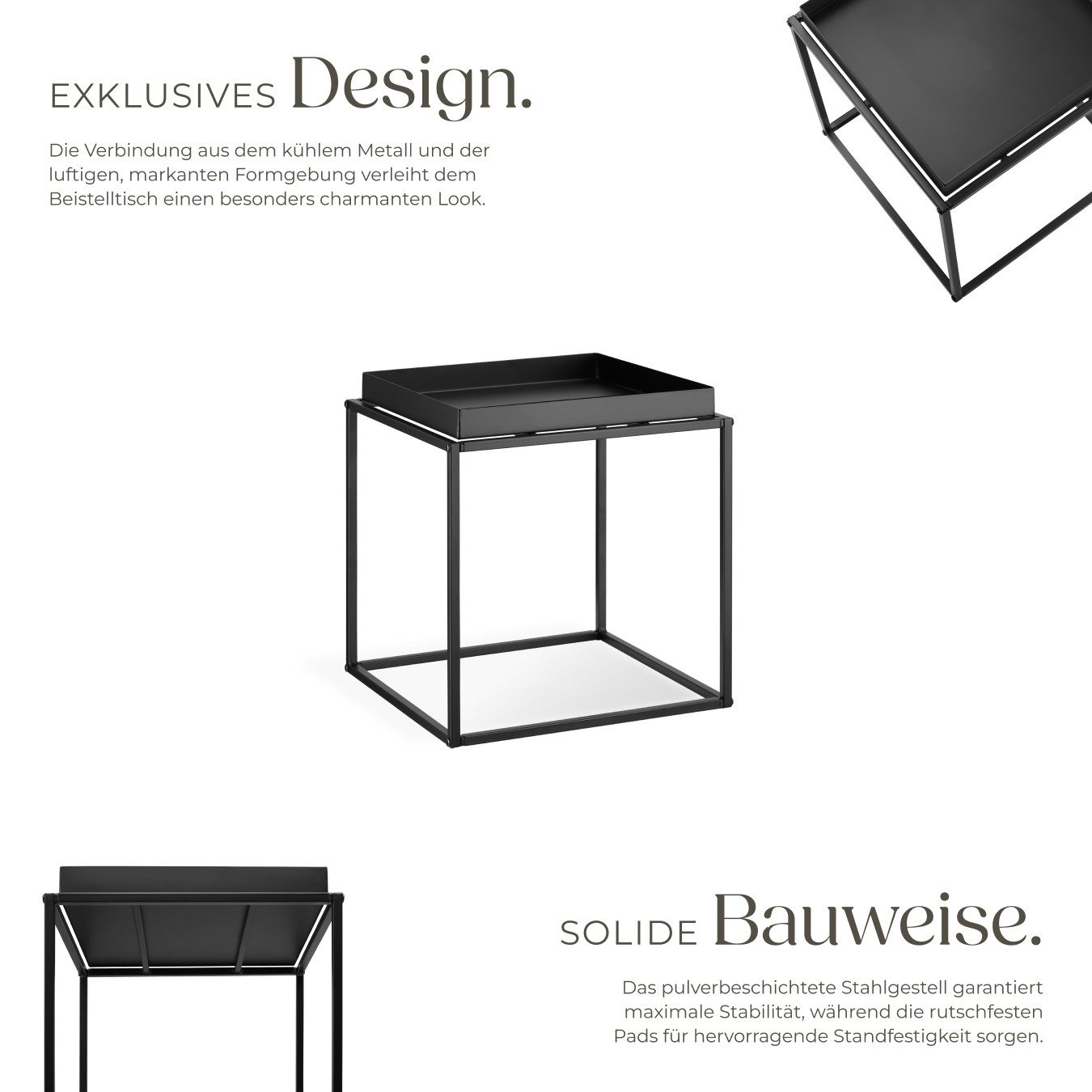 tectake Beistelltisch Cambridge (1-St., 1 tlg), Stapelbarer Beistelltisch im trendigen Retro-Look