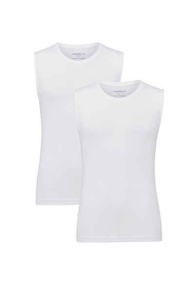 MARVELIS T-Shirt T-Shirt Doppelpack - Body Fit - Tanktop/Rundhals- weiß Ideal zum Unterziehen