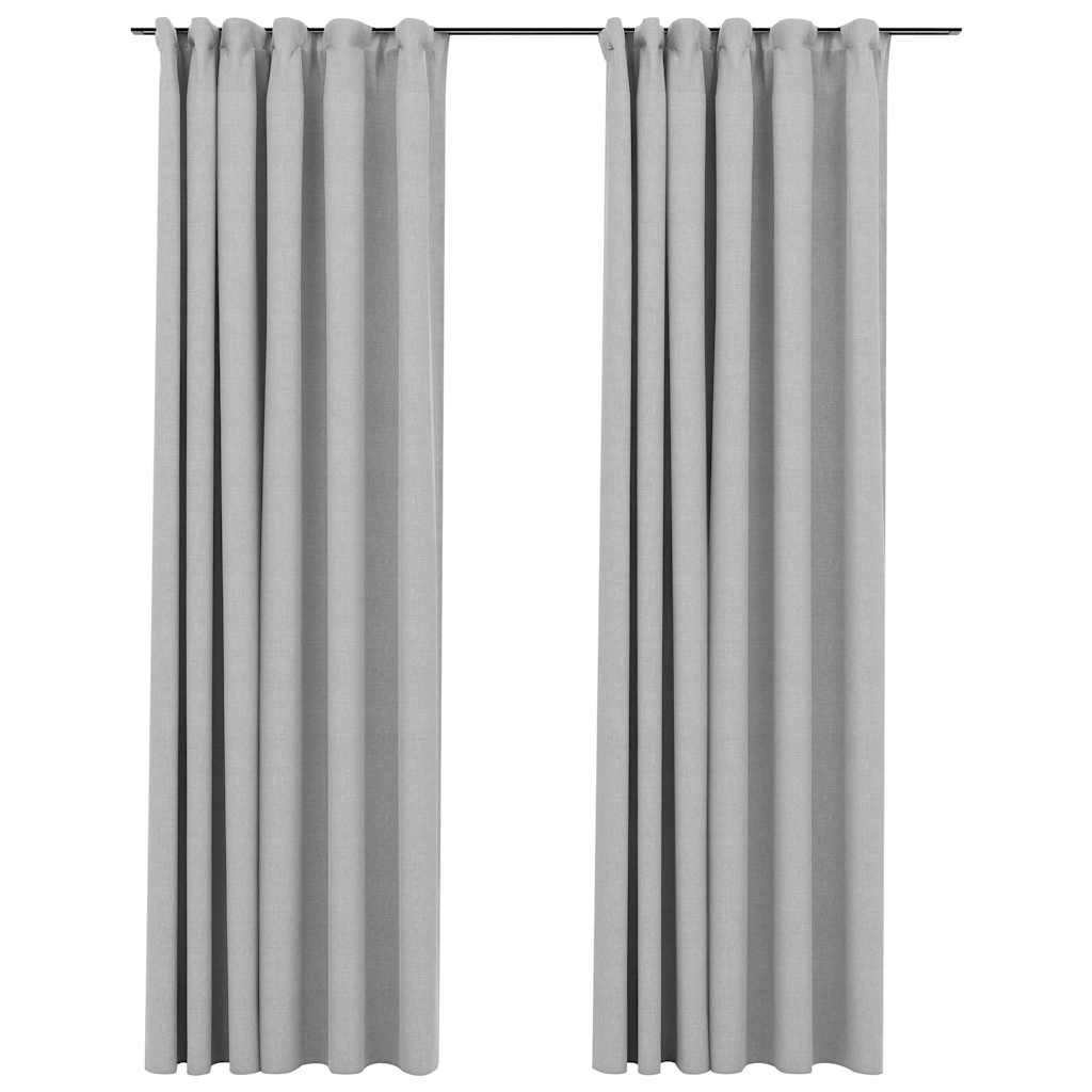 vidaXL Vorhang Verdunkelungsvorhänge Haken Leinenoptik 2 Stk. Grau 140x225 cm (2 St)