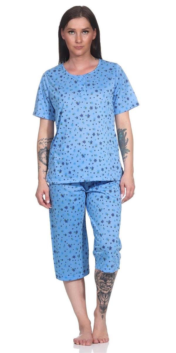 EloModa Pyjama Damen Sommer Pyjama 2 teilig Schlafanzug 3/4 Hose; M L XL  2XL (2 tlg)