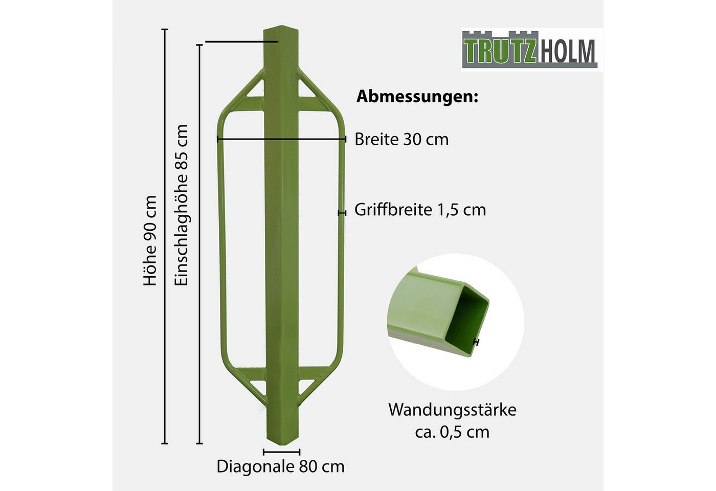 Thumbnail - TRUTZHOLM Maschendrahtzaun Handramme 90 x 30 cm 8 kg für Z-Profile Pfahlramme Zaunpfahlramme, (Produkt)