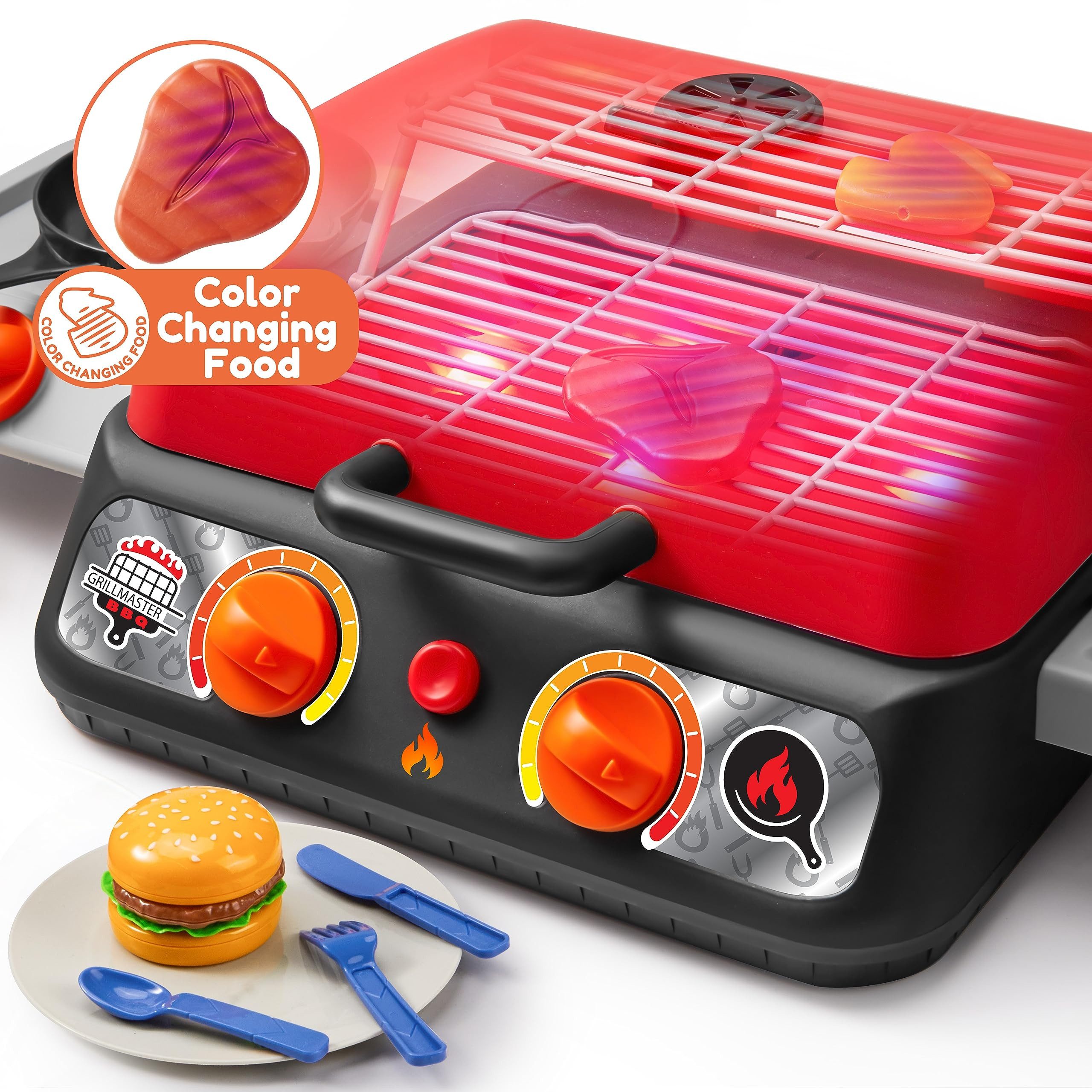 Play-Act Kinder-Grill Kinder BBQ Grill-Set mit Licht, Sound & Rauch–Spielzeugküche