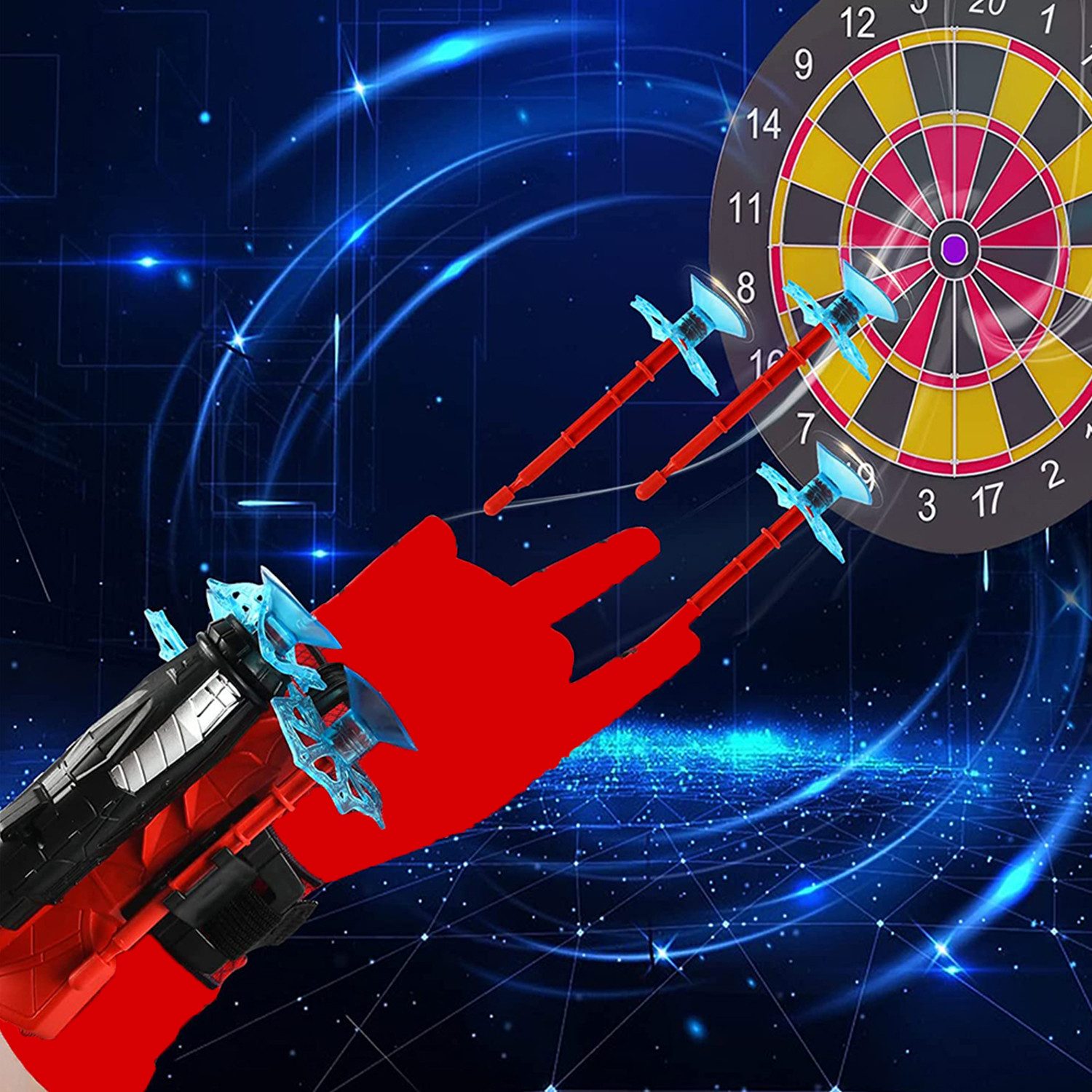 KINSI Blaster Spider-Man-Werfer, Mit 3 Spinnennetz Darts, Spielzeug für draußen