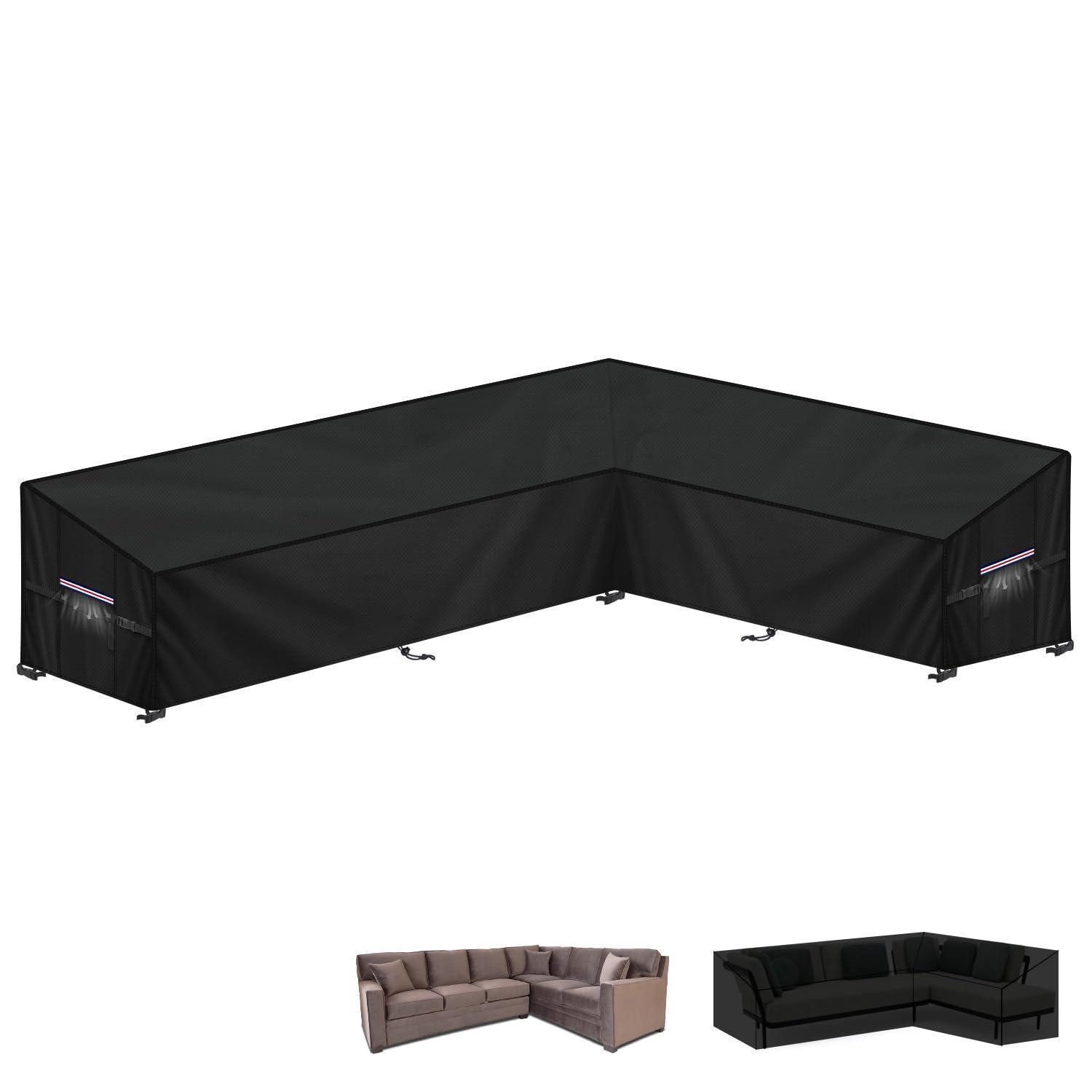 LuxusKollektion Gartenmöbel-Schutzhülle Gartenmöbel Abdeckung Lounge L Form Ecksofa 280x190x90x80 60cm