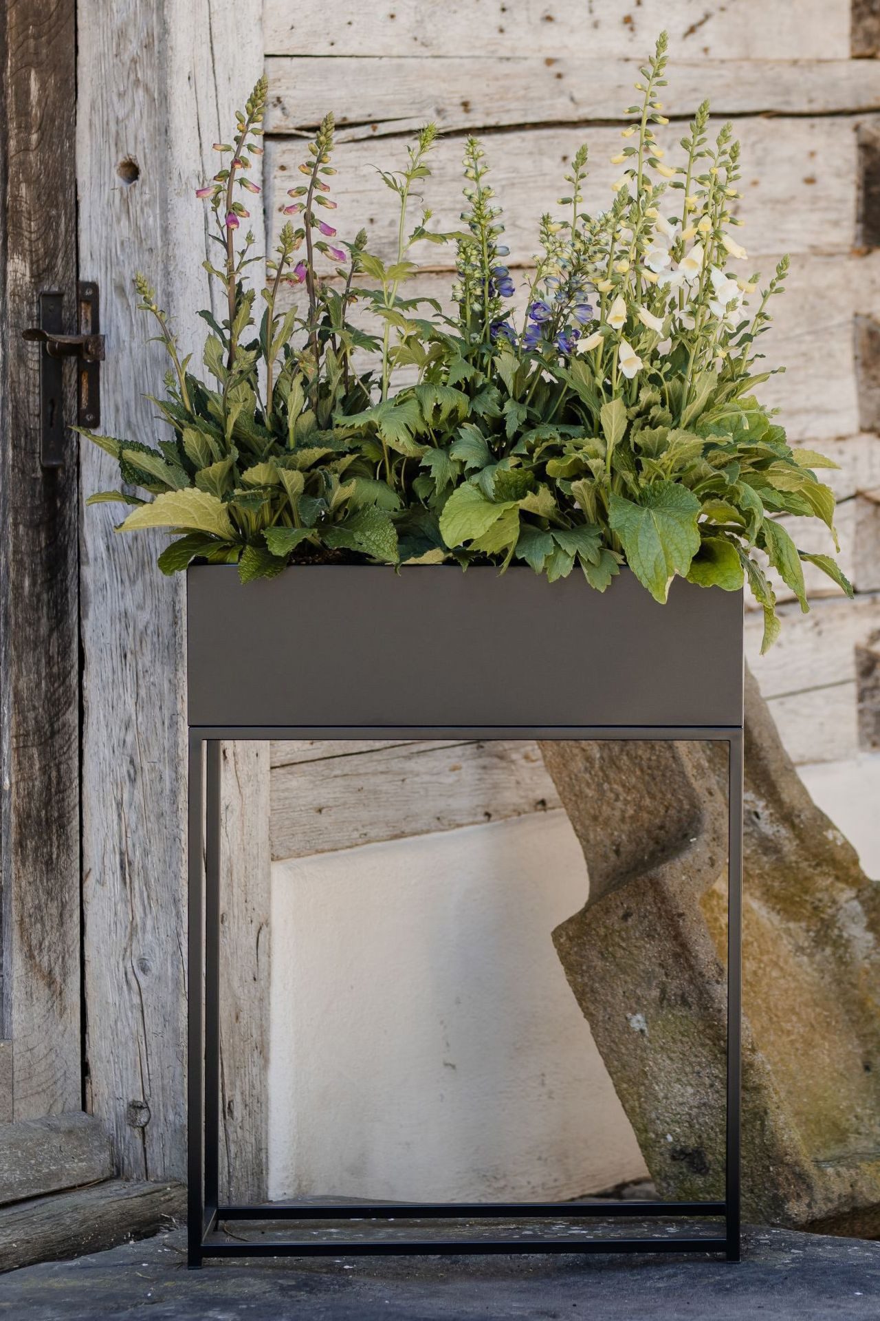 VIVANNO Balkonkasten pulverbeschichtetes Stahlblech STYLE Kasten - Schwarz Matt (1 St), 60x25x78 cm