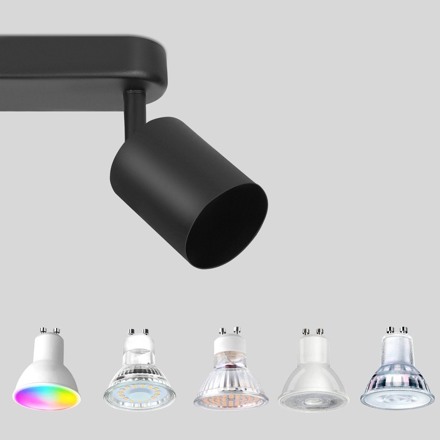 ZMH Deckenstrahler mehrflammige Schwarzer Flexible Rotation, ohne Leuchtmit günstig online kaufen