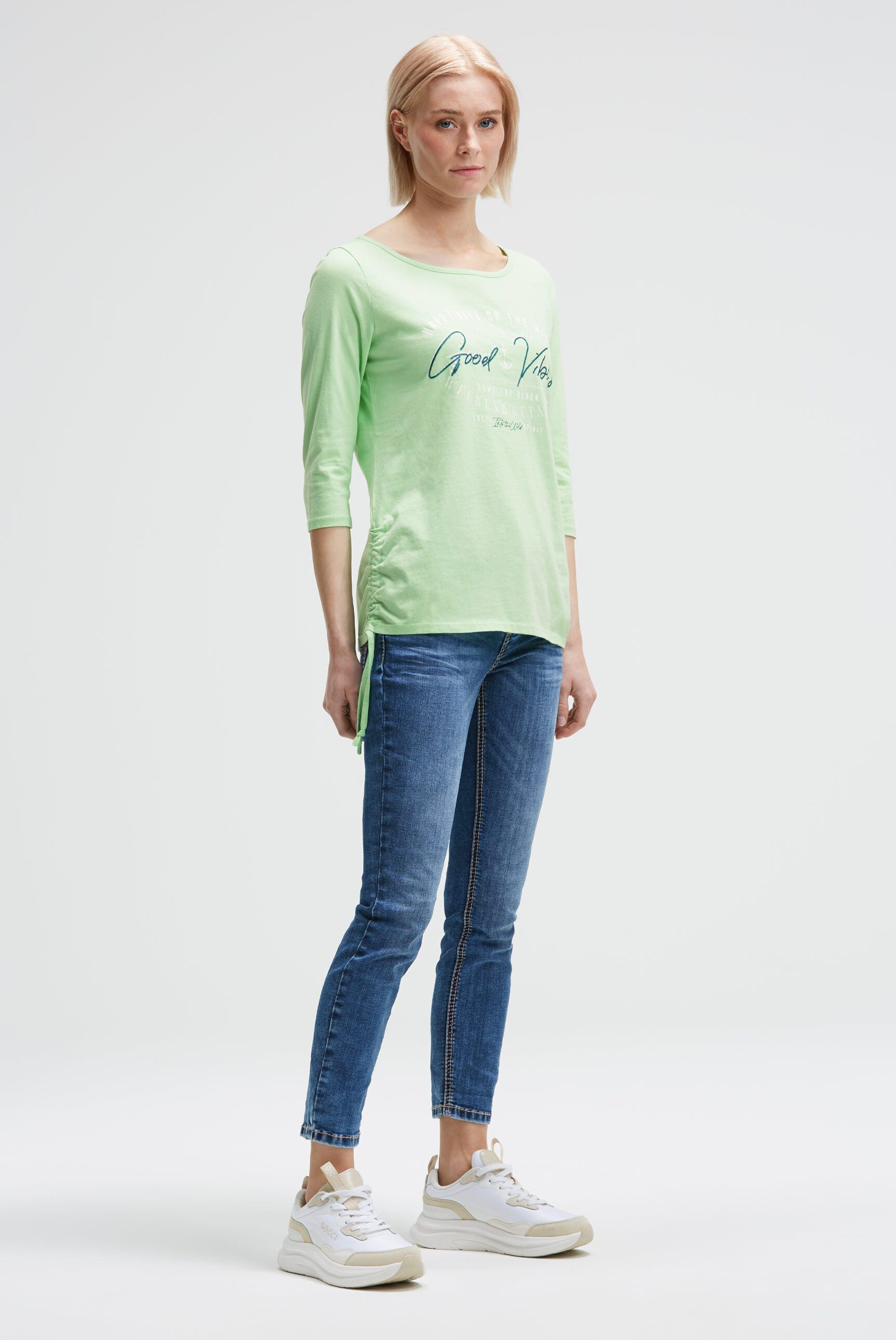 SOCCX 3/4-Arm-Shirt mit Bindeband am Saum