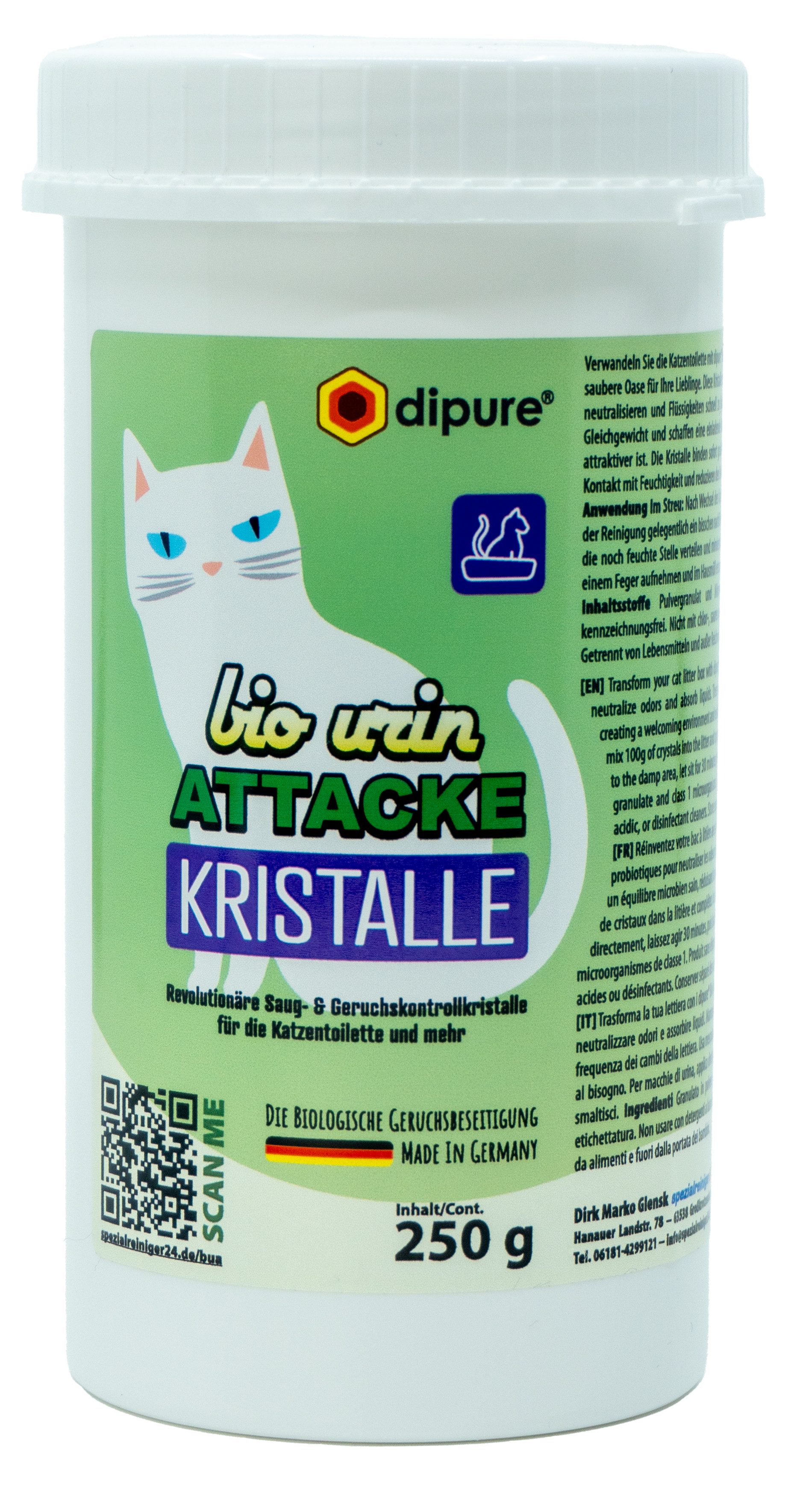 dipure Katzenstreu Bio Urin Attacke Kristalle (0-tlg), Probiotischer Katzentoilettenzusatz gegen Gerüche