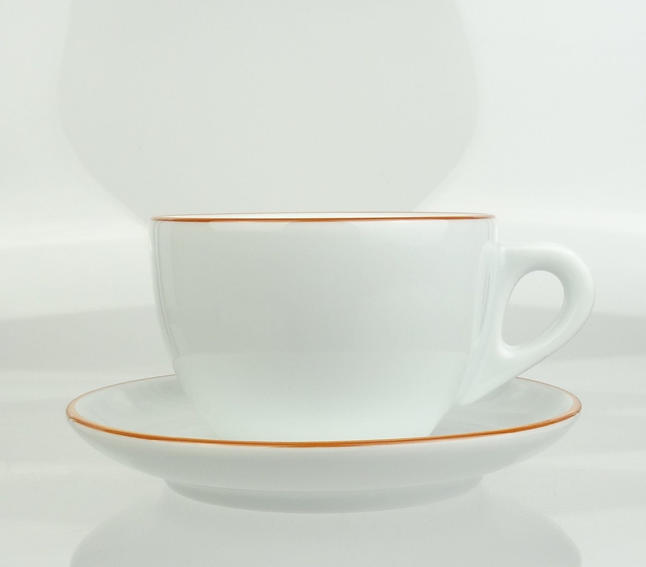 Ancap Cappuccinotasse dickwandig, karamellfarbiger Rand, Made in Italy, 2-tlg., Porzellan, 2-teilig