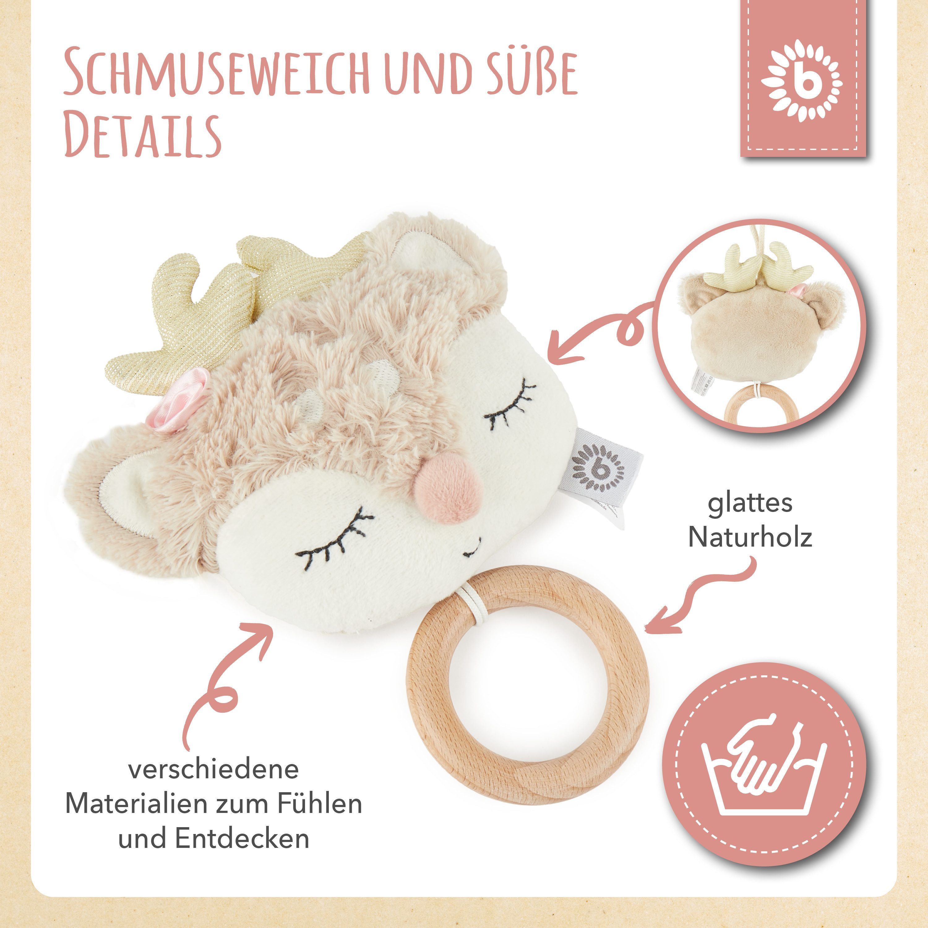 BIECO Spieluhr Bieco Spieluhr Schnuffeltuch Baby Mädchen Reh – Bild 4 von 5