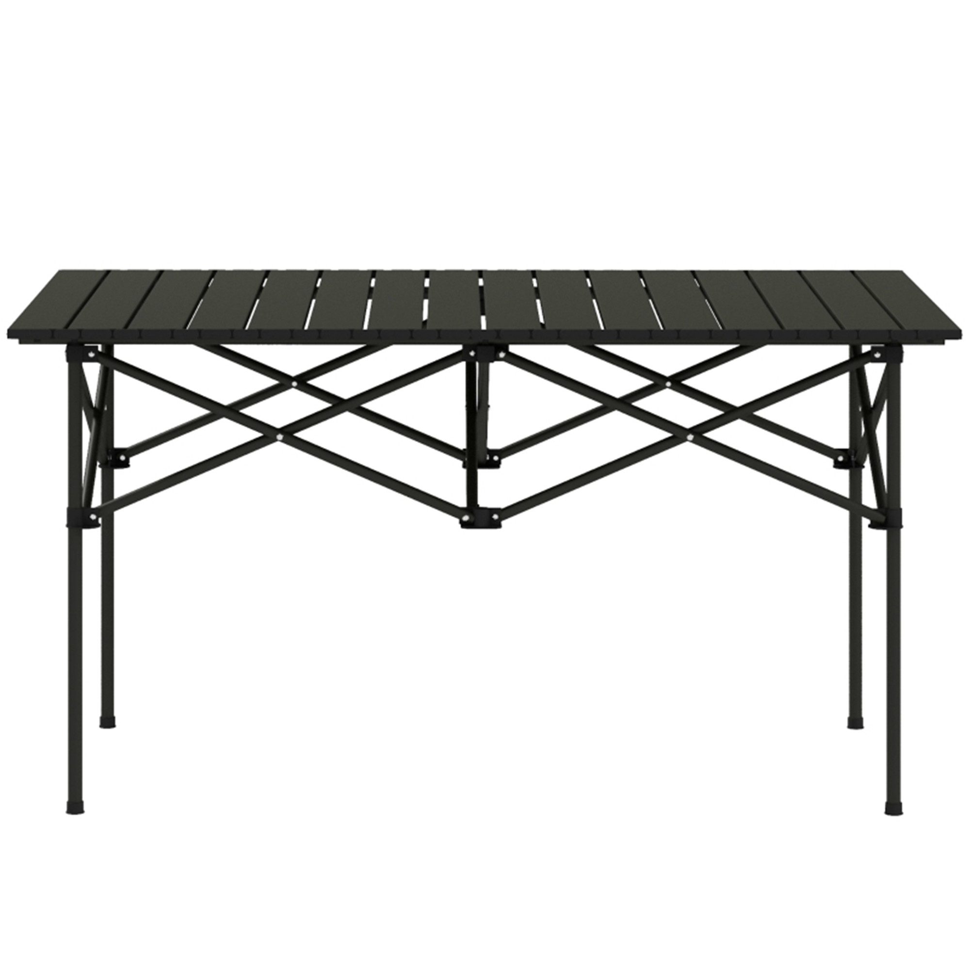 MC Star Campingtisch Klapptisch mit Aufrollbare Tischplatte X-Rahmen Gartentisch (aus Aluminium leicht 2 Personen Beistelltisch Falttisch für Garten Balkon Camping 95 x 55cm Schwarz)